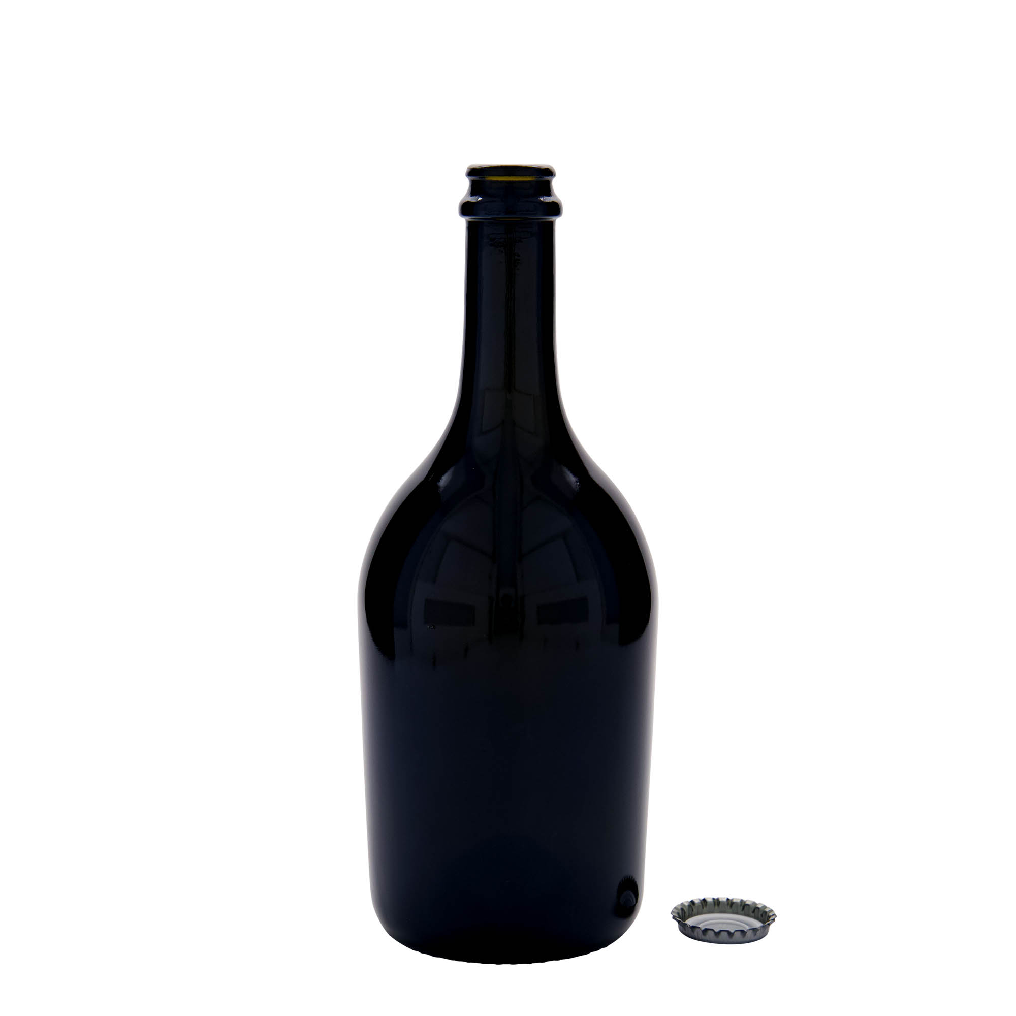 750 ml Bira-/Şampanya Şişesi 'Butterfly', Cam, antik yeşil, Ağız: Kronkorken