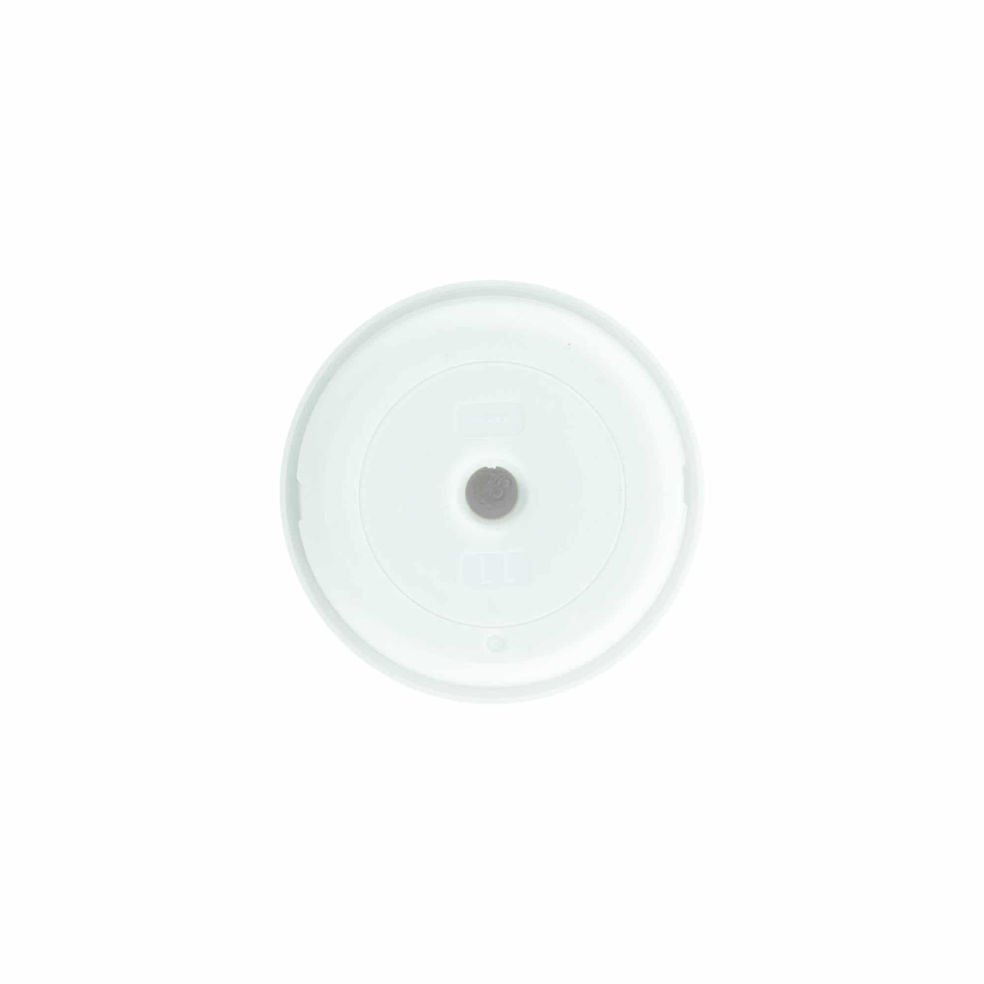 Airless Dispenser Pompa Kafası „Mezzo“, Tip D, PP Plastik, beyaz mat gümüş metal kapaklı