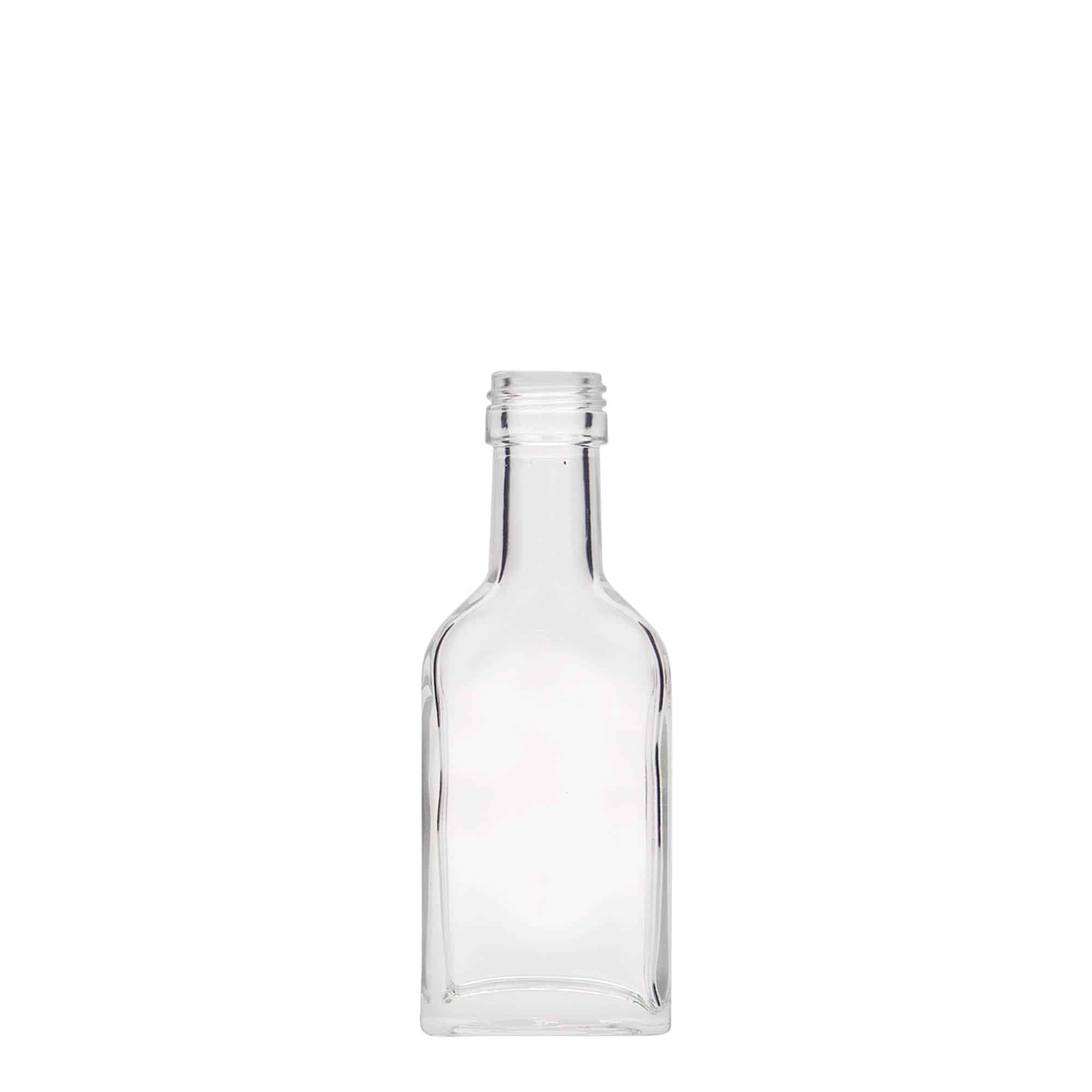 40 ml Cep Şişesi Uzun Boyun, dikdörtgen, Cam, Ağız: PP 22 40 ml Cep Şişesi Uzun Boyun, dikdörtgen, Cam, Ağız: PP 22