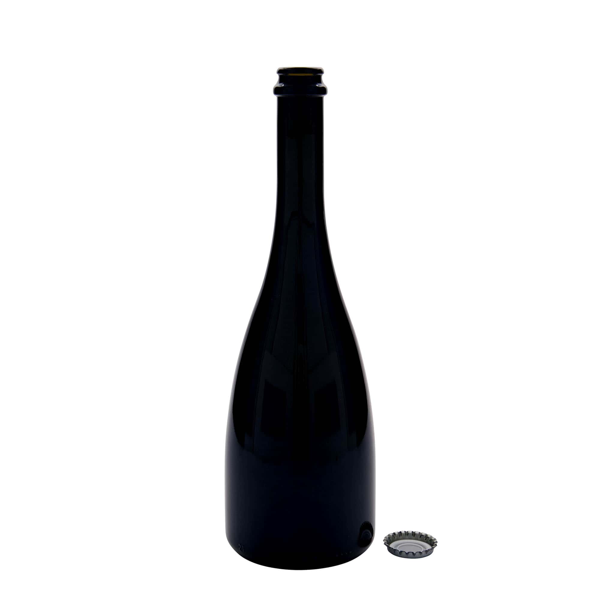 750 ml Bira-/Şampanya Şişesi 'Tosca', Cam, antik yeşil, Ağız: Kronkork