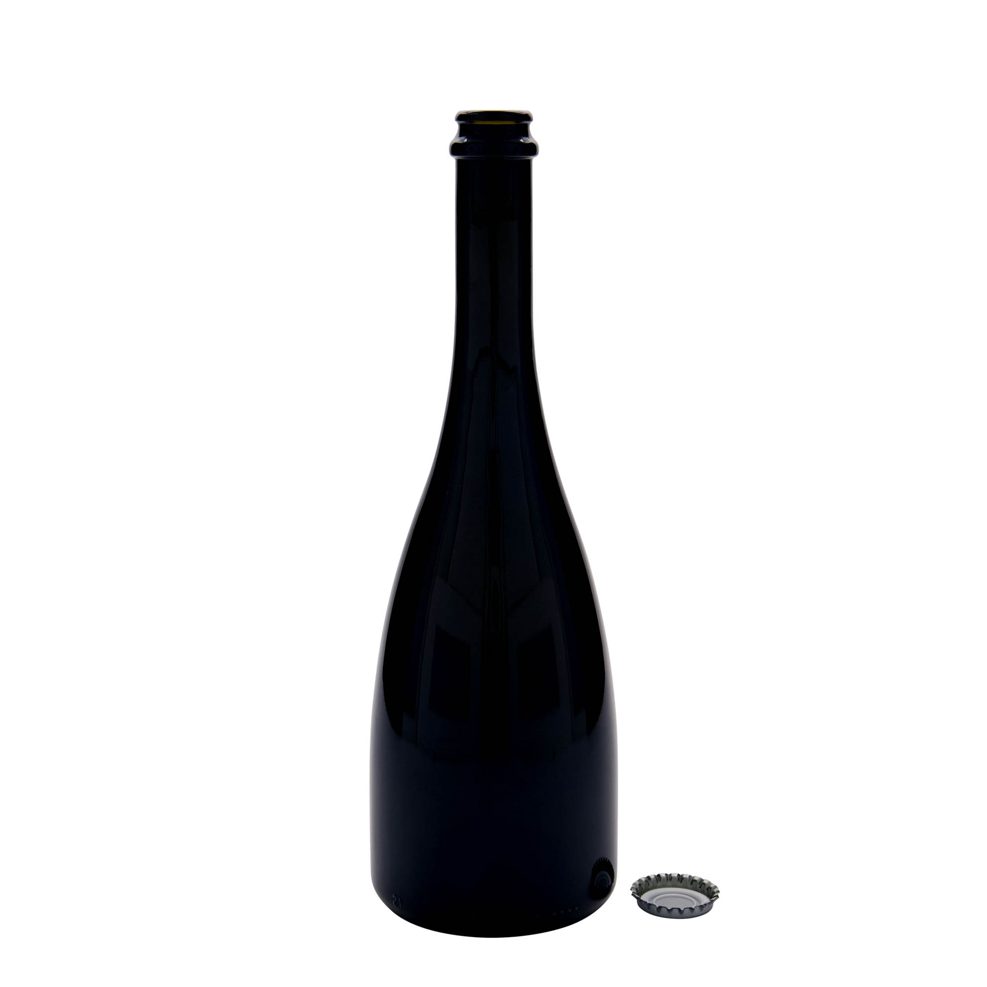 750 ml Bira-/Şampanya Şişesi 'Tosca', Cam, antik yeşil, Ağız: Kronkork