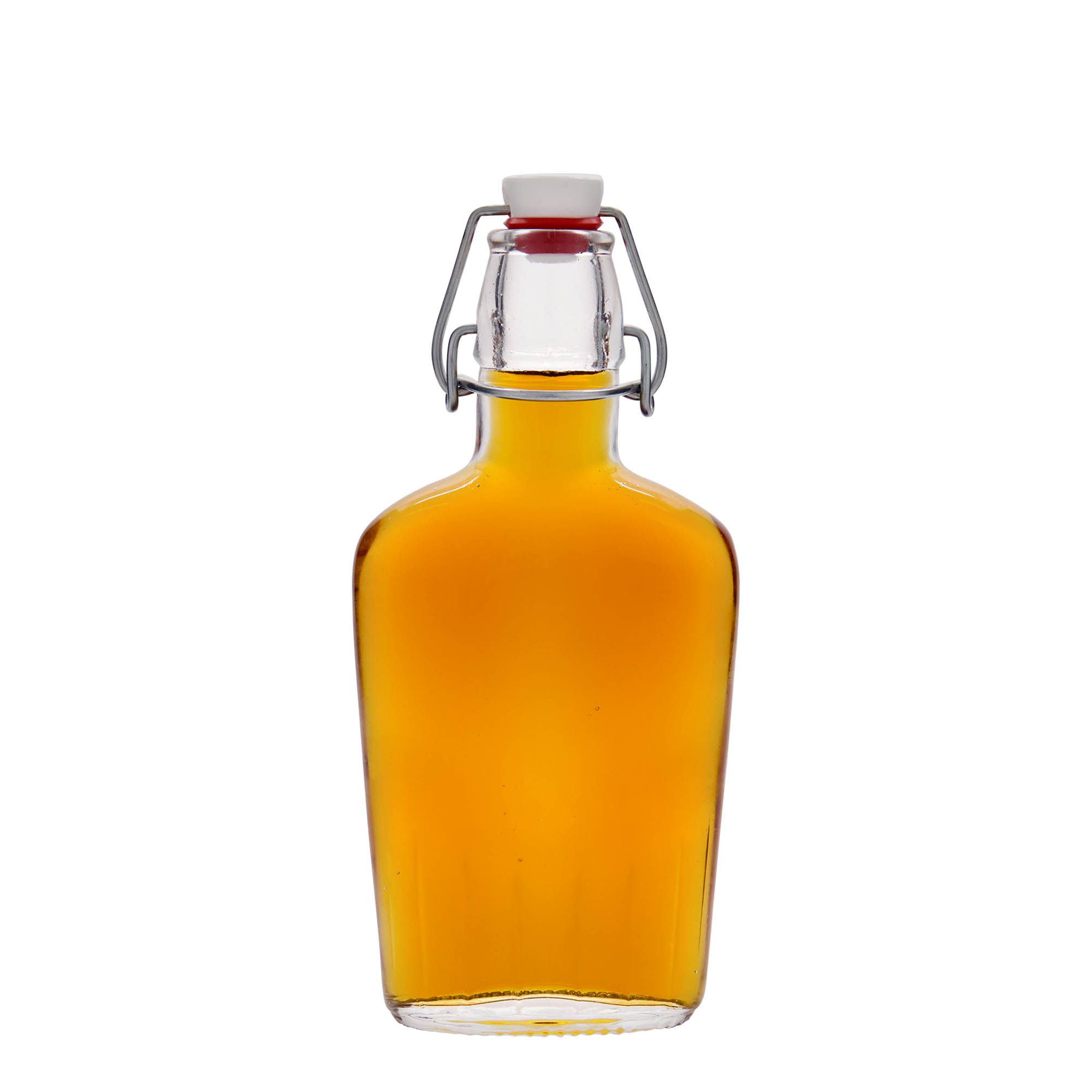 250 ml cam şişe 'Fiaschetta', oval, ağız: mandallı kapak
