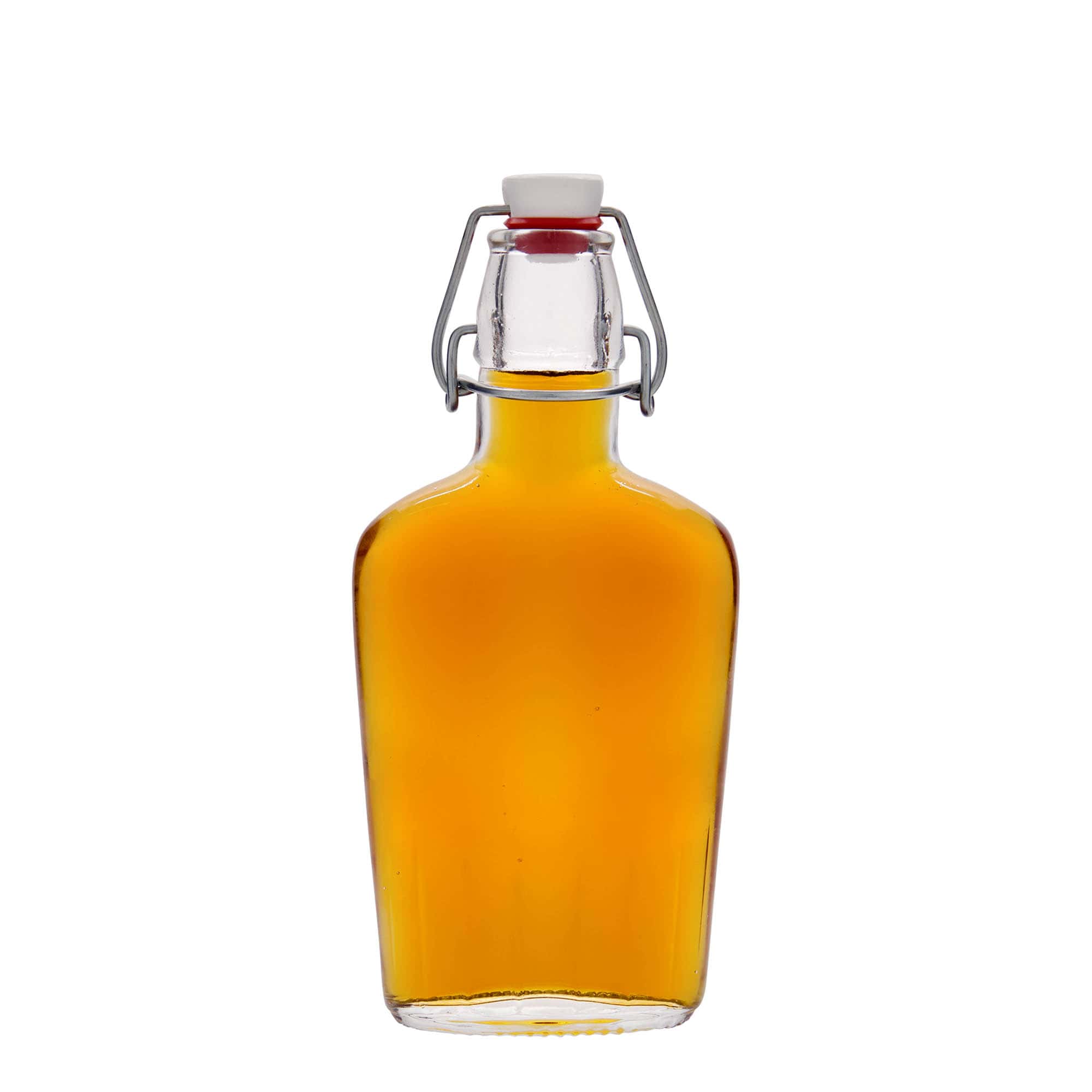 250 ml cam şişe 'Fiaschetta', oval, ağız: mandallı kapak