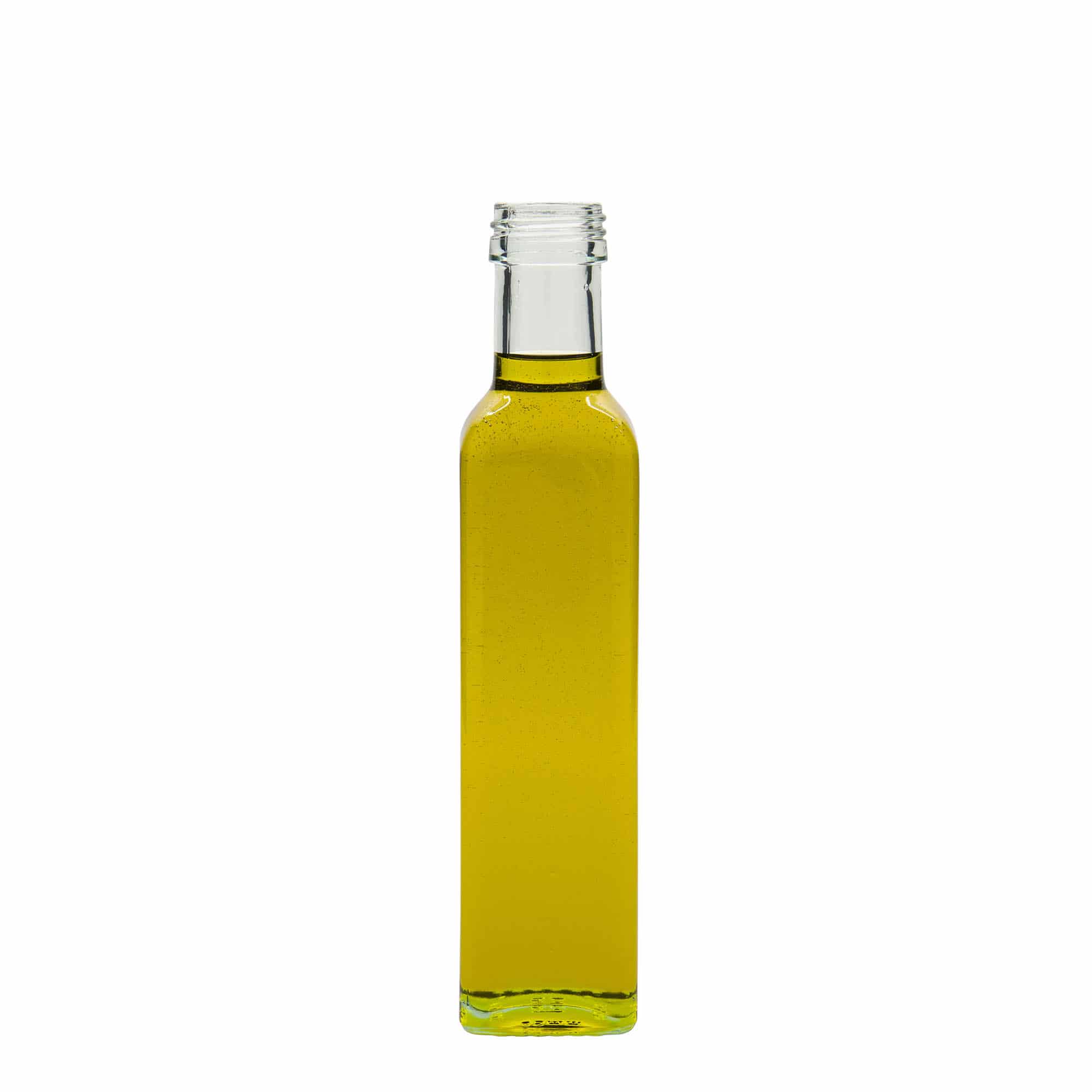 250 ml Cam şişe 'Marasca', kare, ağız: PP 31,5