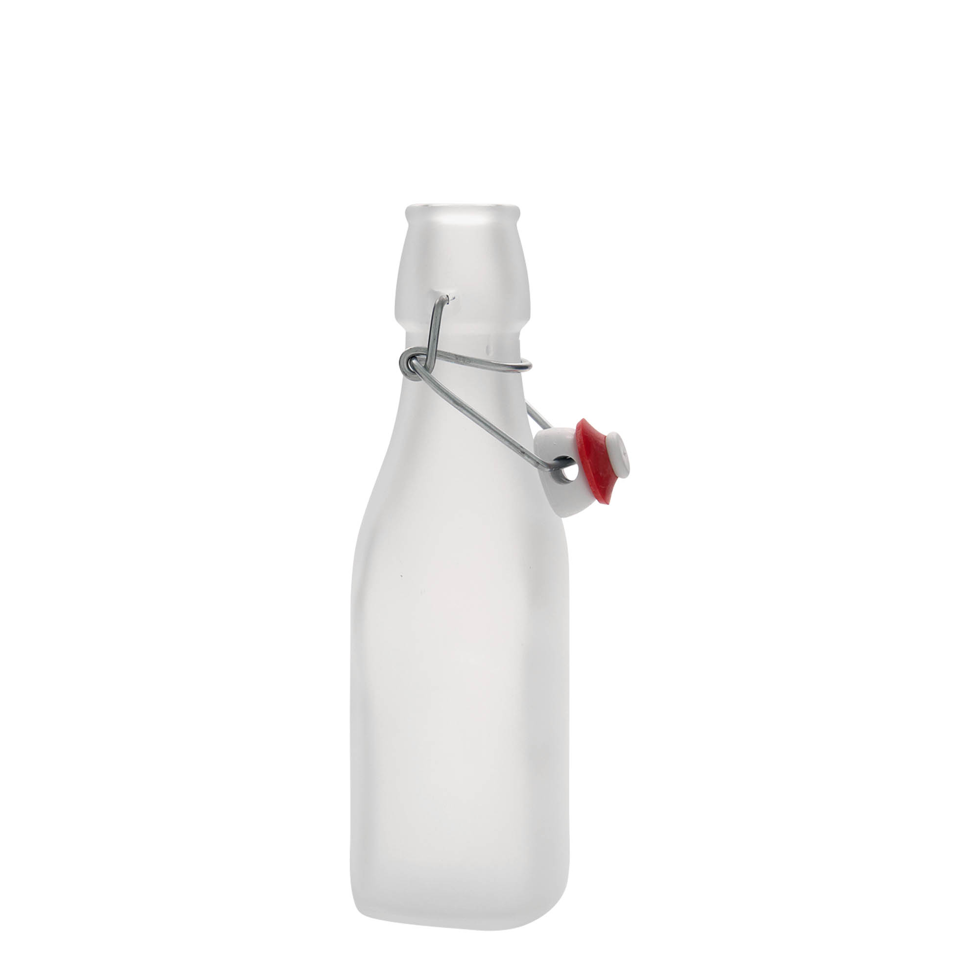 250 ml cam şişe 'Swing, kare, beyaz, ağız: mandallı kapak 250 ml cam şişe 'Swing, kare, beyaz, ağız: mandallı kapak