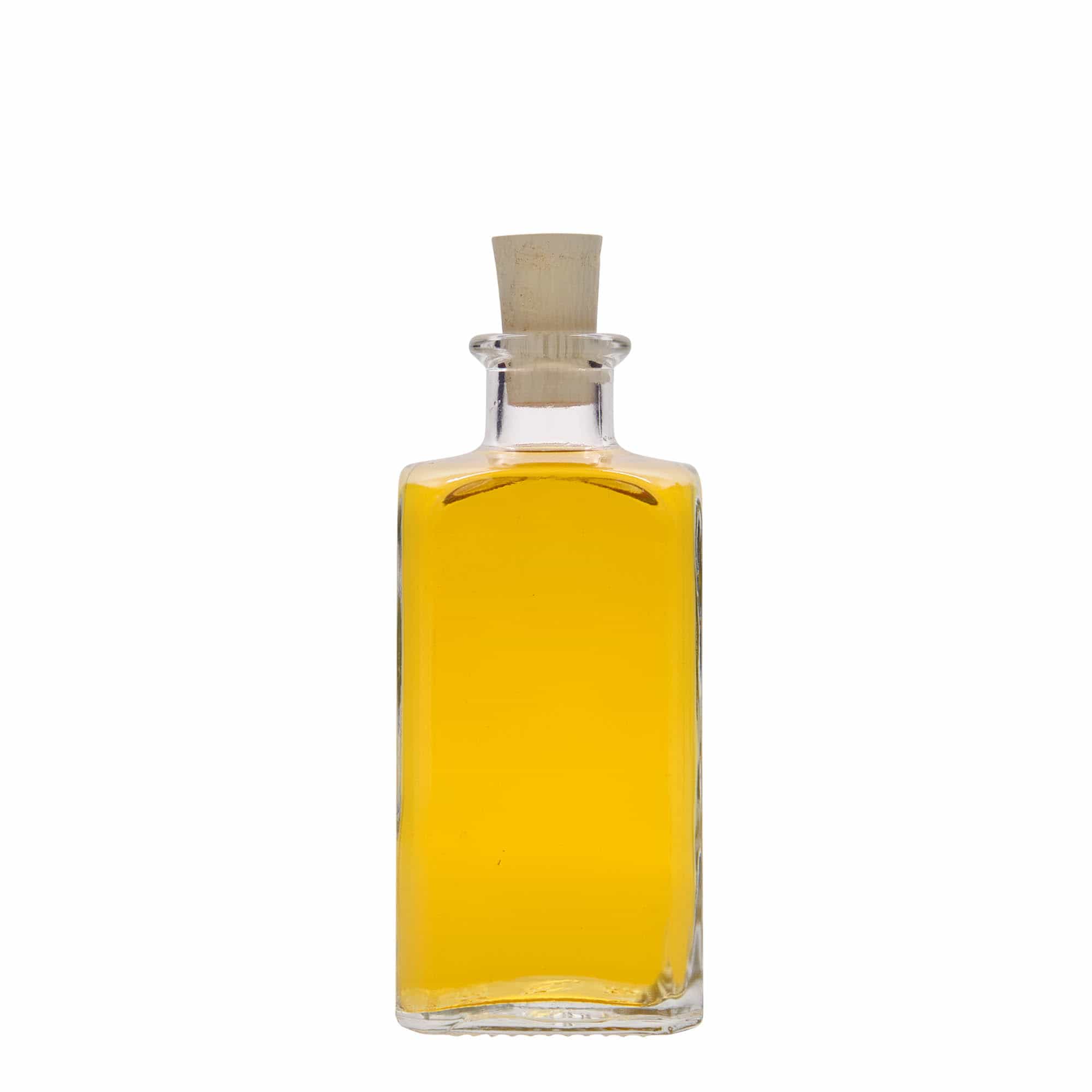 250 ml Cam şişe Eczacı Carré, kare, ağız: mantar