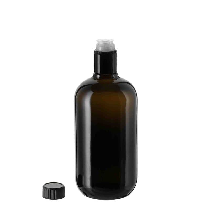 750 ml Sirke-/Yağ Şişesi 'Biolio', Cam, Antik Yeşil, Ağız: DOP