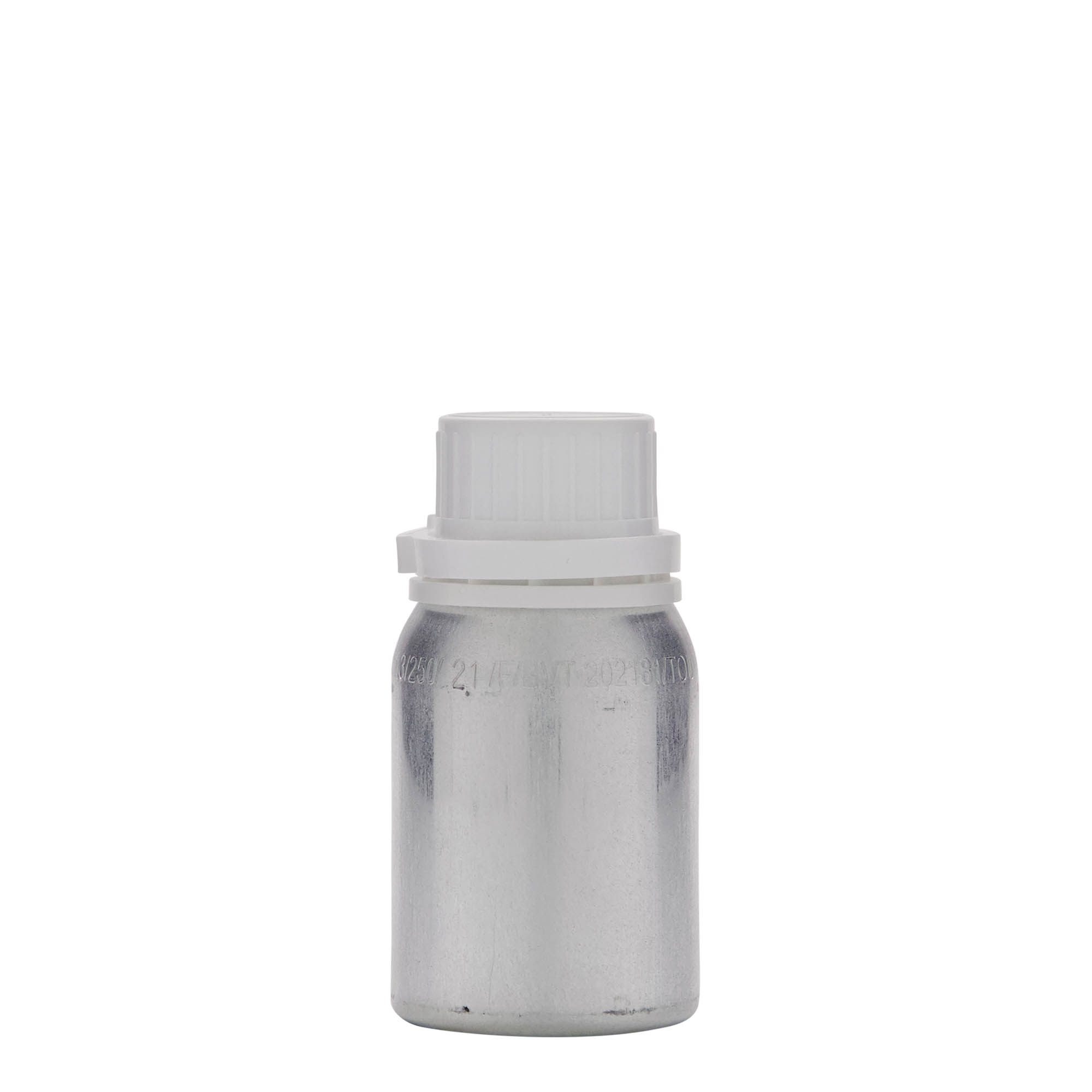 125 ml alüminyum şişe, metal, gümüş, ağız: DIN 32