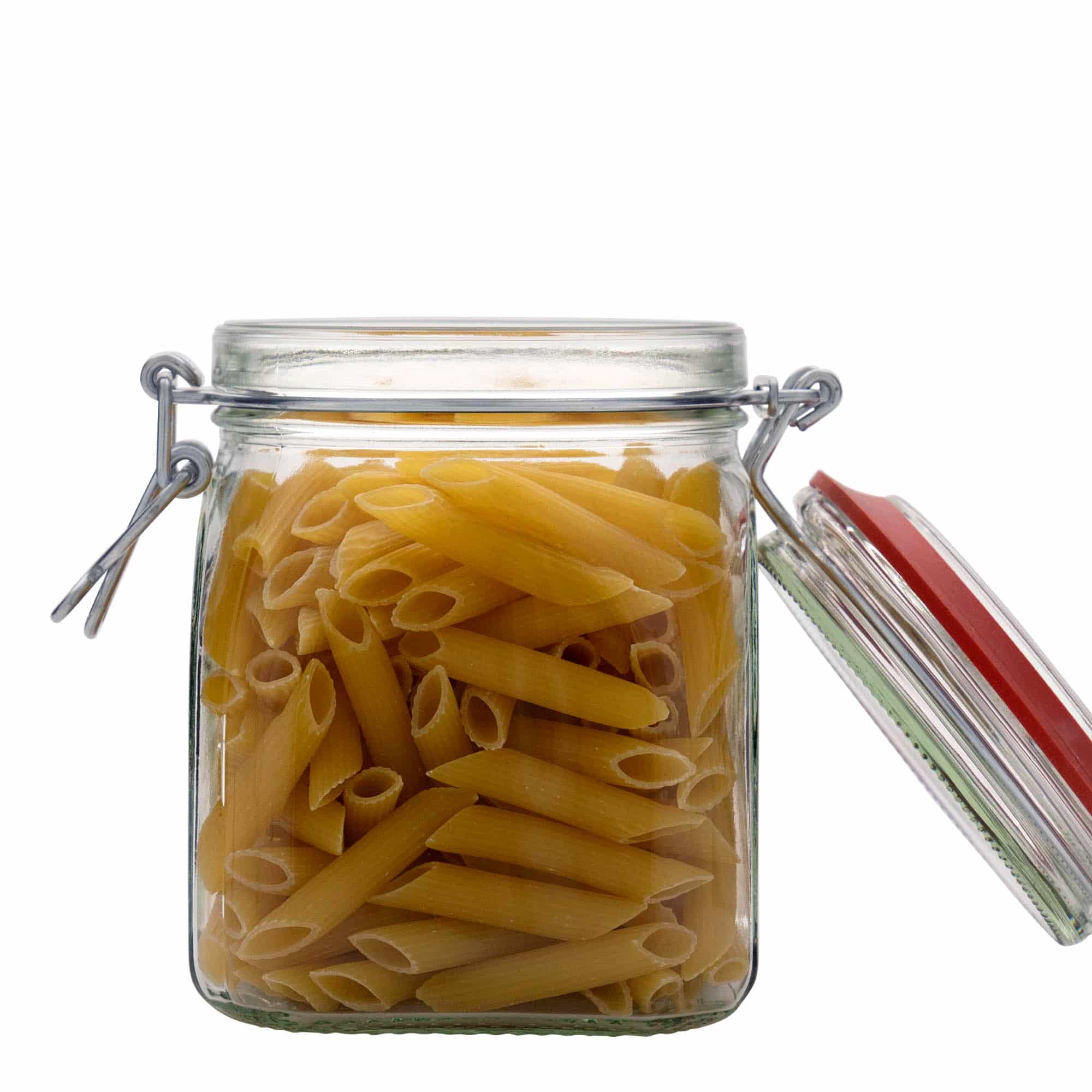 900 ml Tel mandallı kavanoz, kare, ağız: tel mandallı kapak