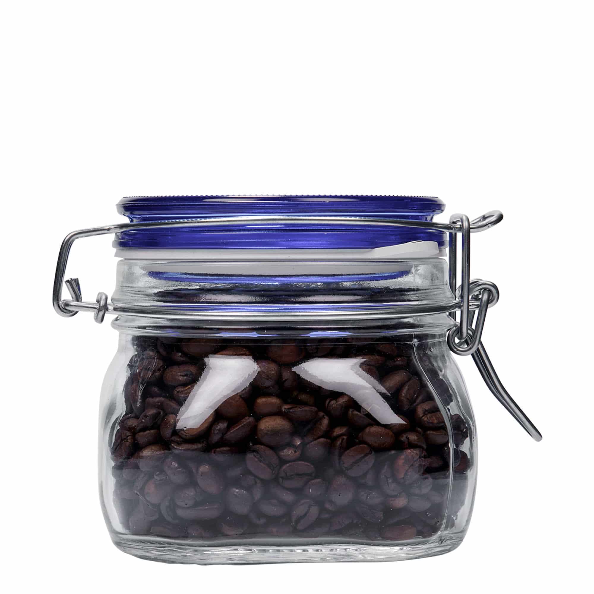 500 ml Tel kapaklı kavanoz 'Fido' Mavi Kapak, kare, ağız: Tel kapaklı kapatma 500 ml Tel kapaklı kavanoz 'Fido' Mavi Kapak, kare, ağız: Tel kapaklı kapatma