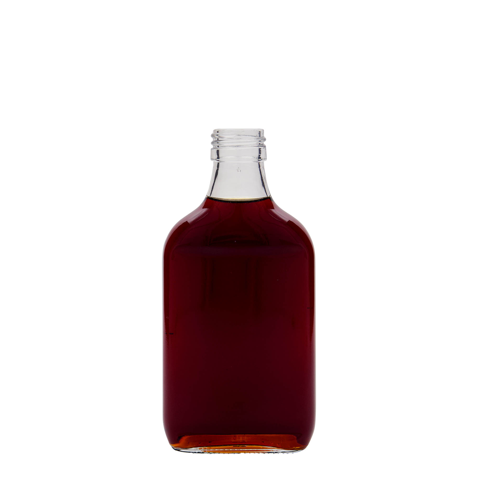 200 ml cep şişesi, dikdörtgen, cam, ağız: PP 28