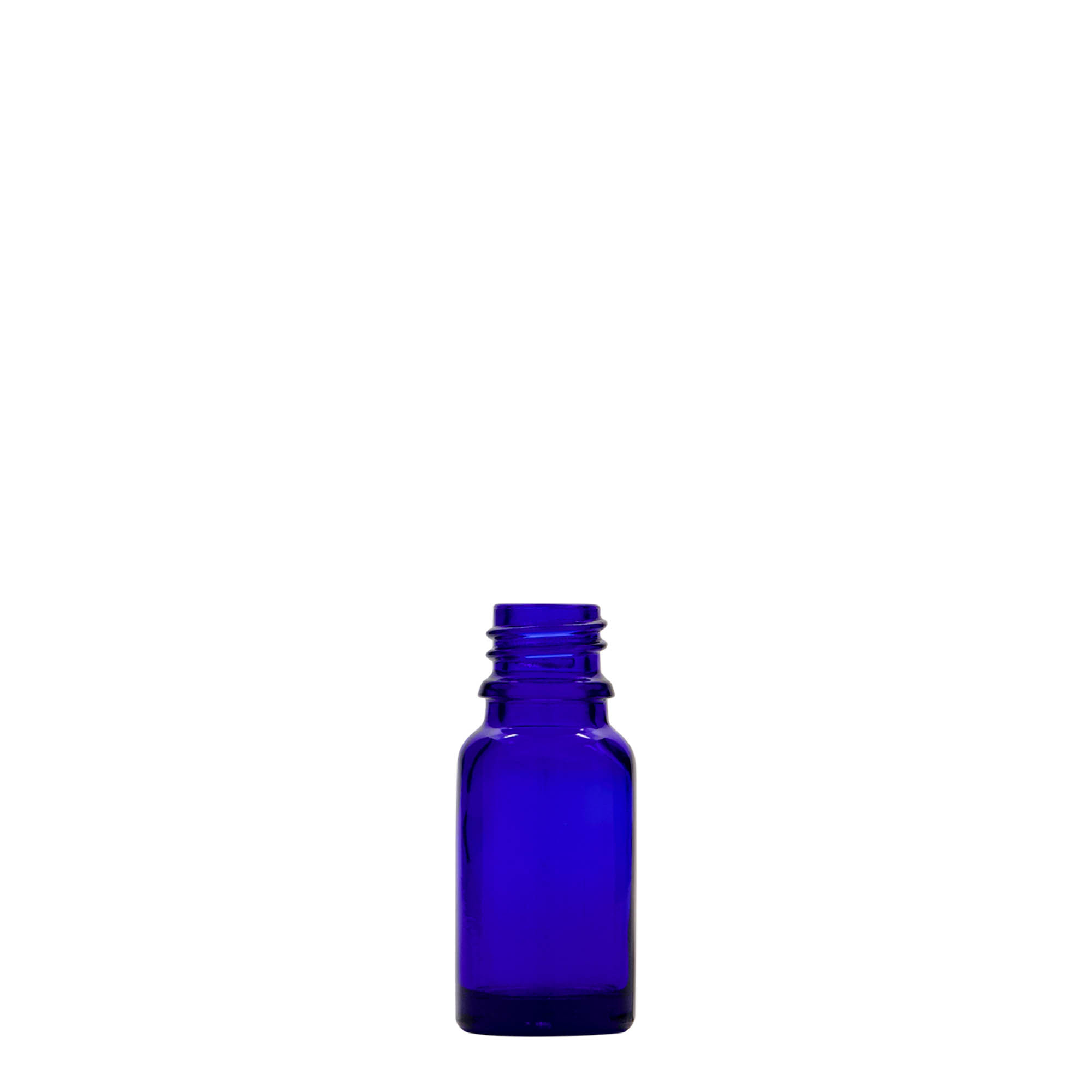 10 ml tıbbi şişe, cam, kraliyet mavisi, ağız: DIN 18