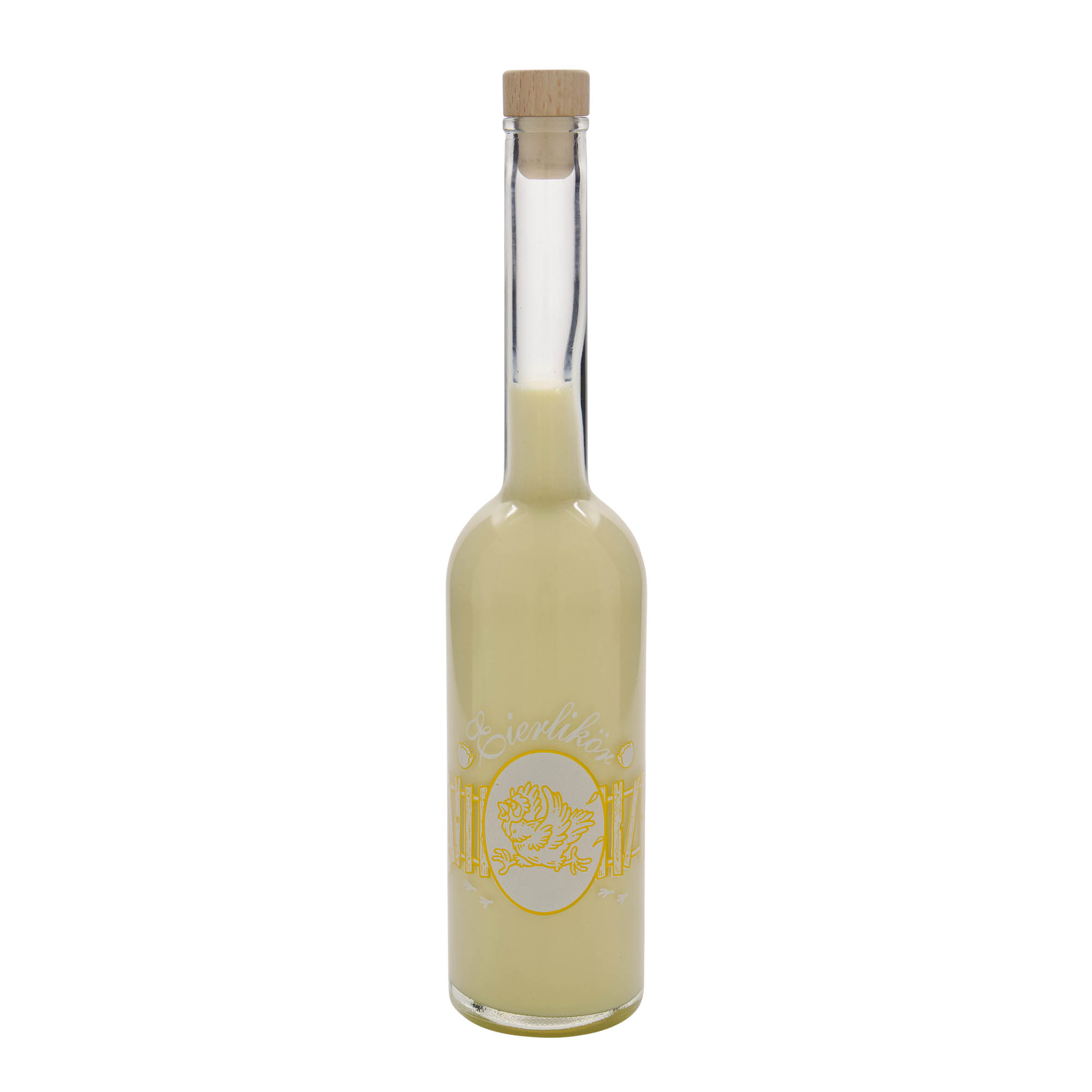 500 ml Cam şişe 'Opera', Motif: Yumurta likörü, Ağız: Mantar