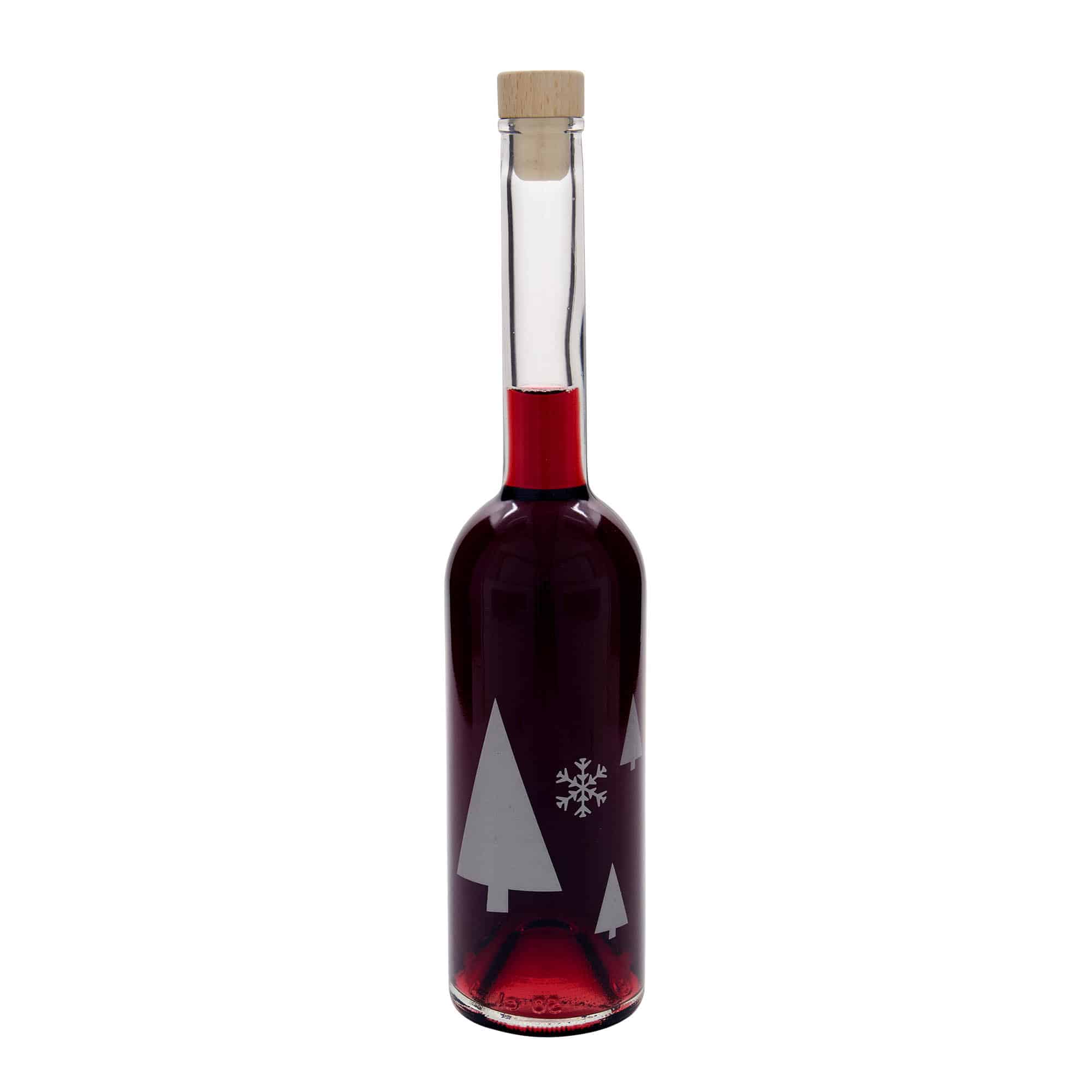 500 ml Cam Şişe 'Opera', Motif: Kar Taneleri, Ağız: Mantar