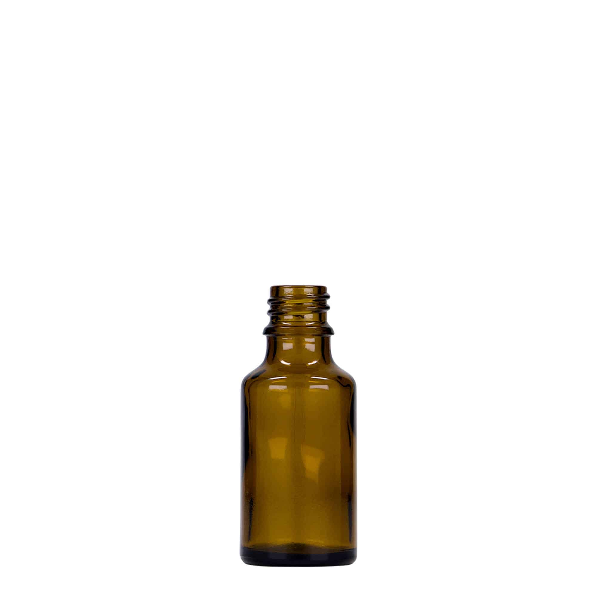25 ml tıbbi şişe, cam, kahverengi, ağız: DIN 18