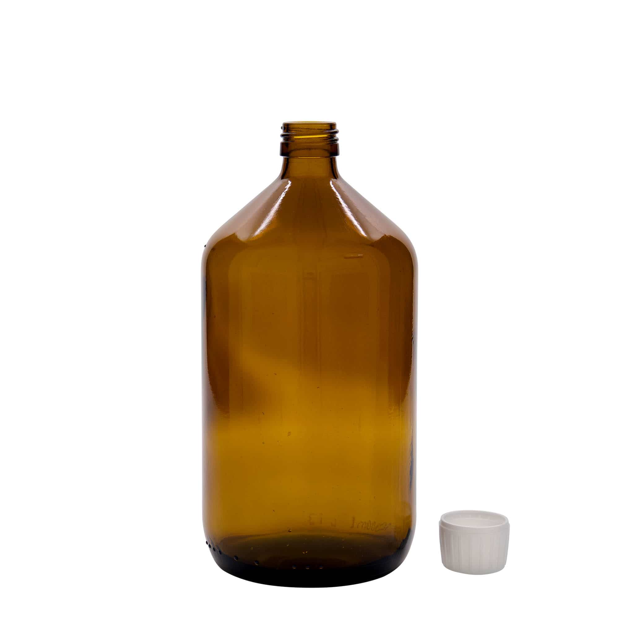 1.000 ml Tıbbi şişe, kahverengi, cam, ağız: PP 28