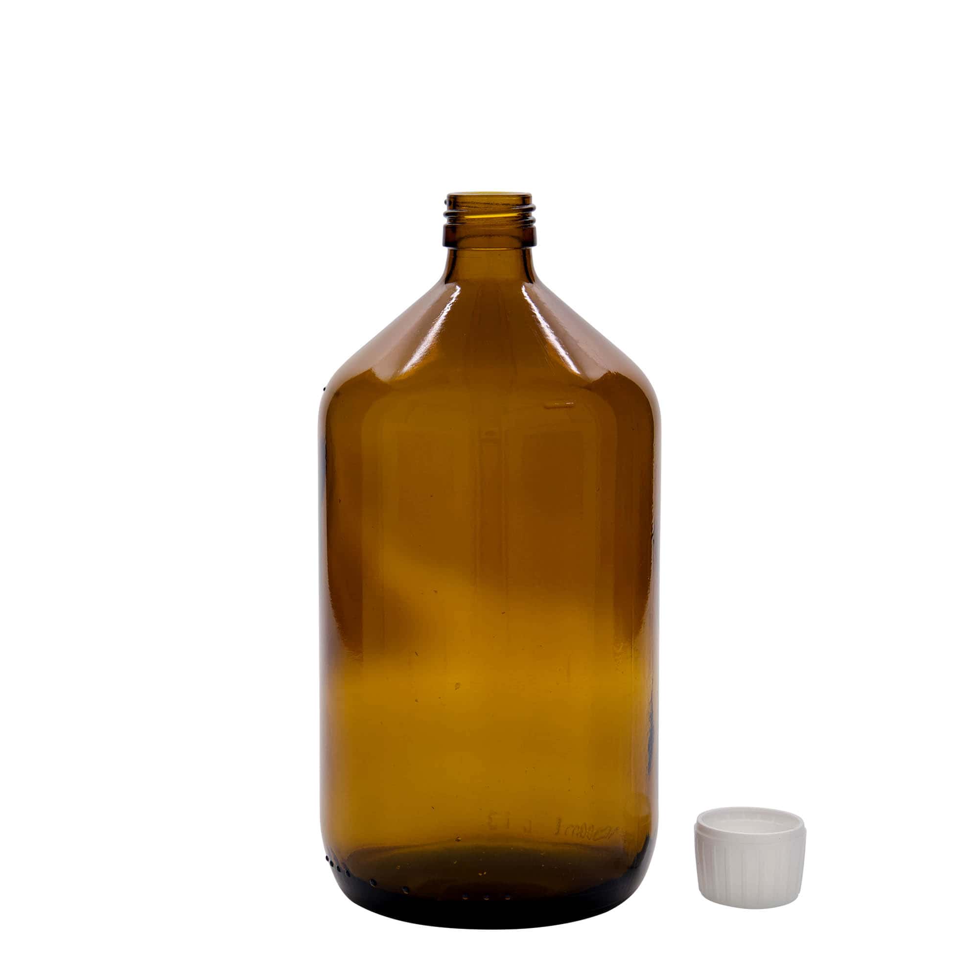 1.000 ml Tıbbi şişe, kahverengi, cam, ağız: PP 28