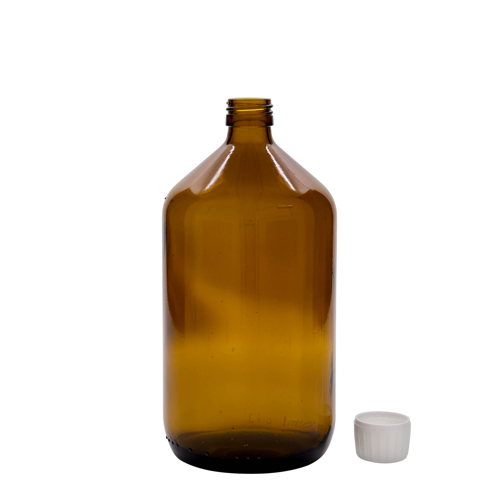 1.000 ml Tıbbi şişe, kahverengi, cam, ağız: PP 28