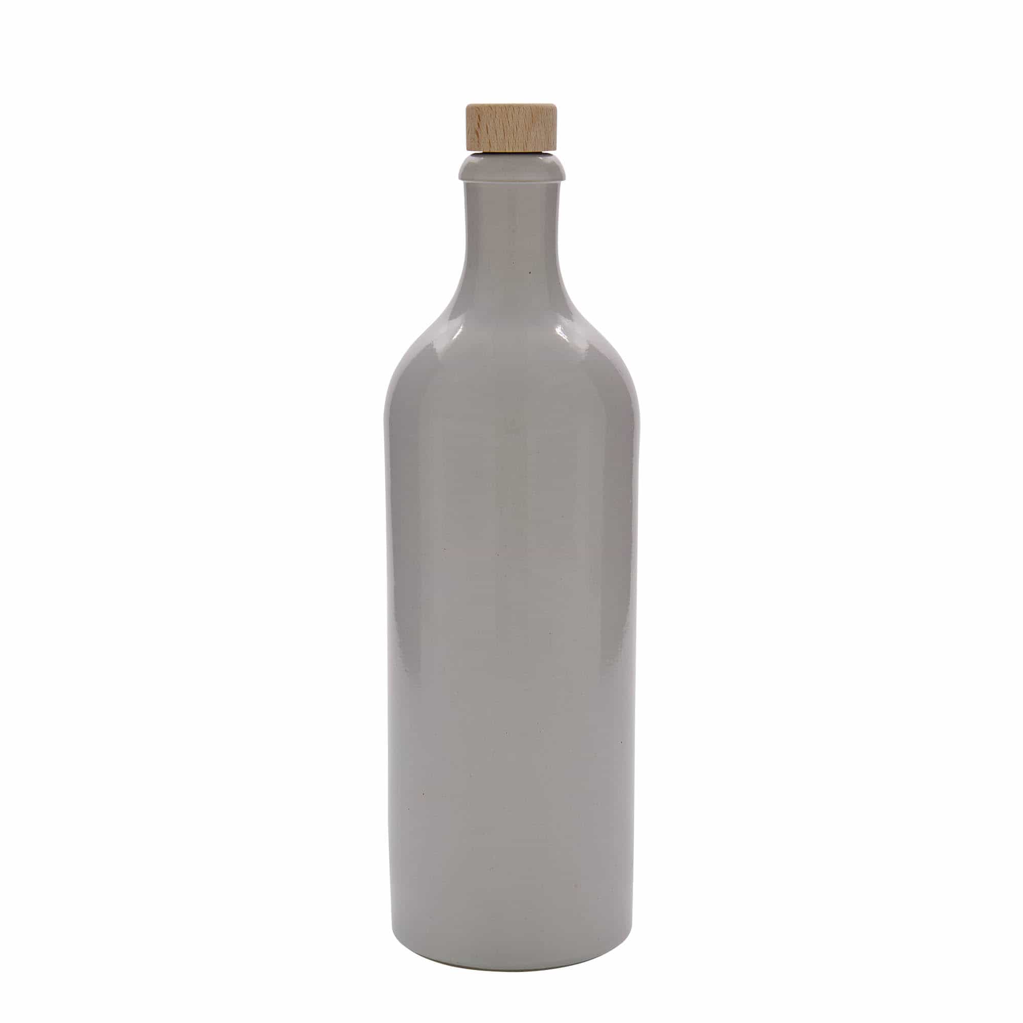750 ml toprak testi, taş çömlek, beyaz, ağız: mantar