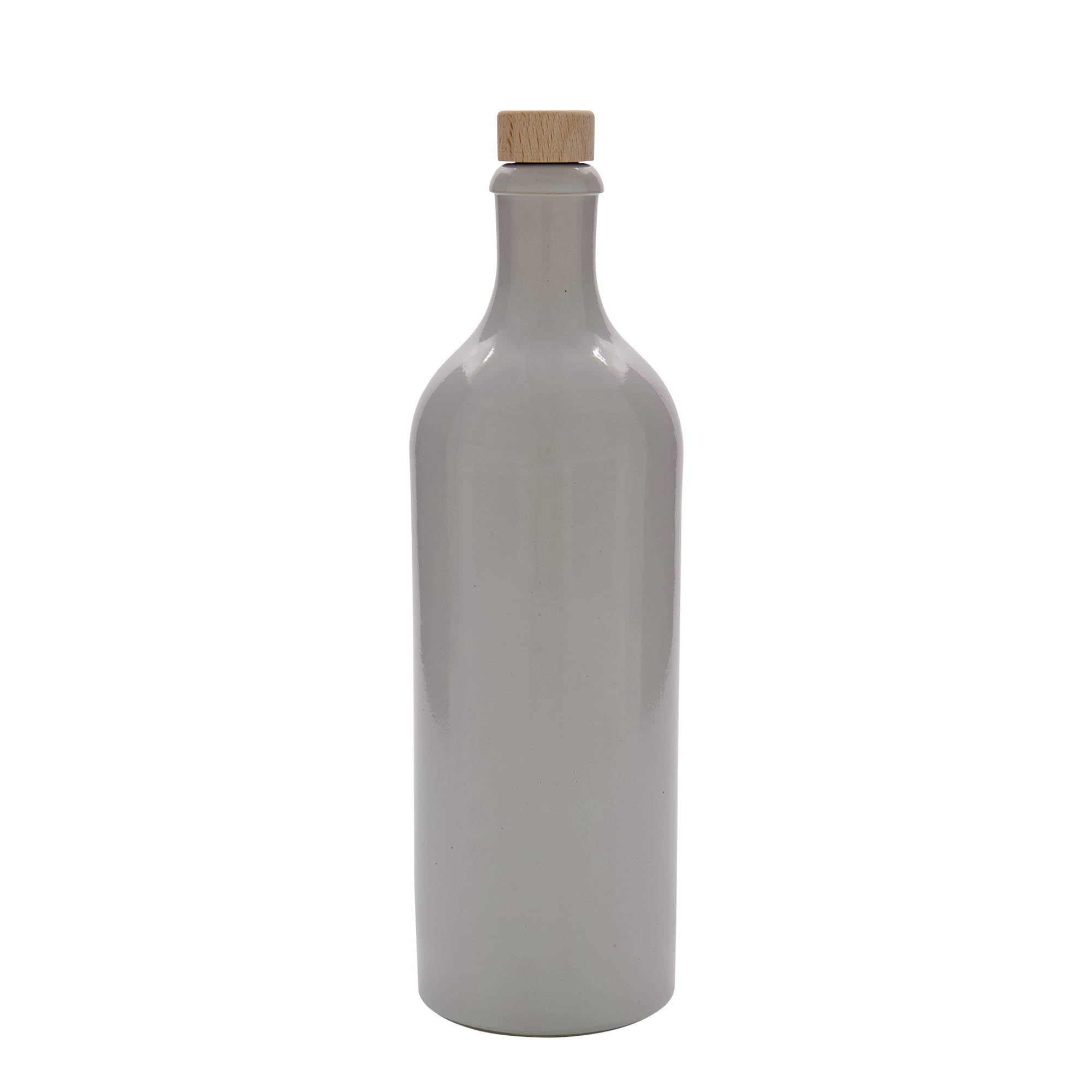 750 ml toprak testi, taş çömlek, beyaz, ağız: mantar