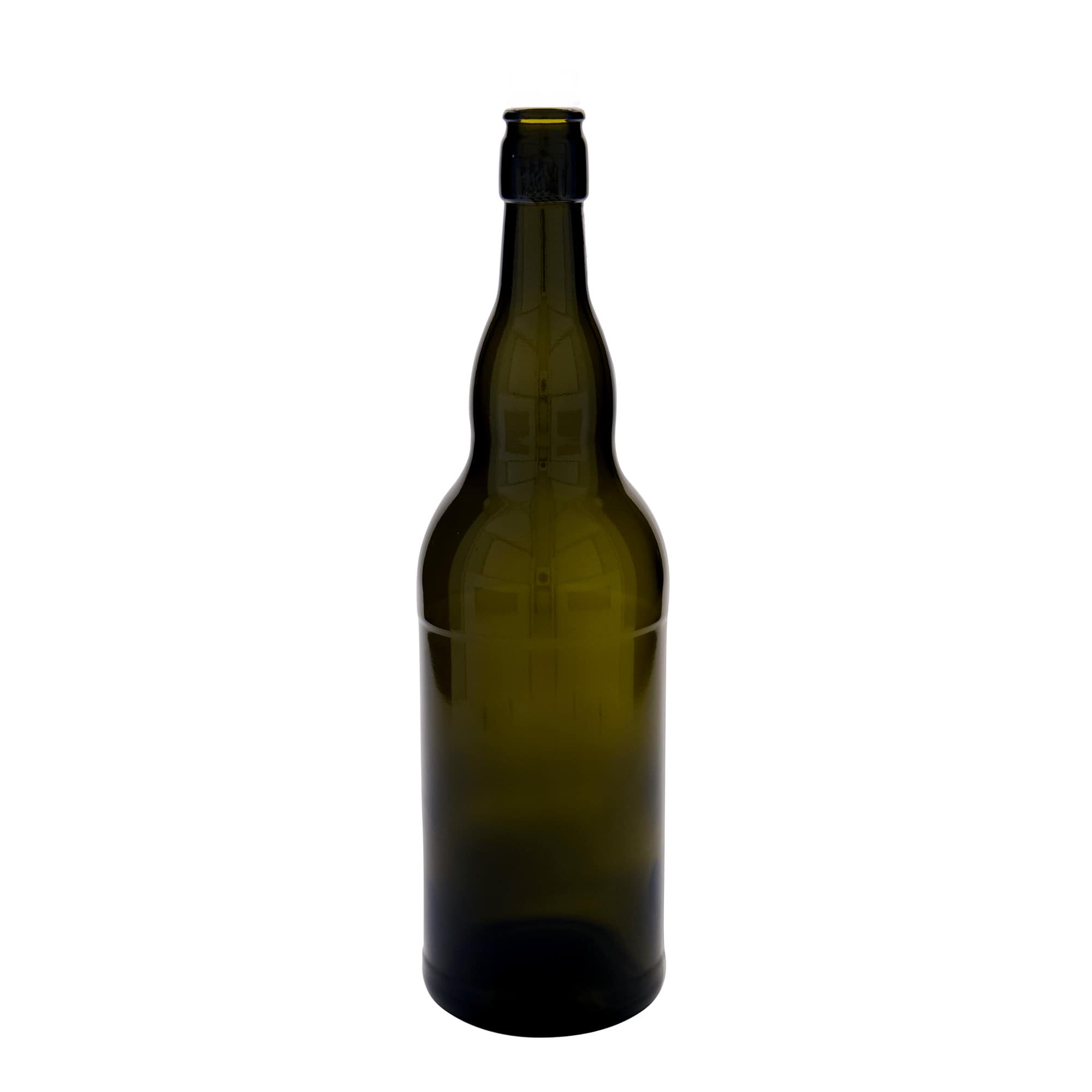 1.000 ml Bira Şişesi Belçika, Cam, antik yeşil, Ağız: Mandallı kapak