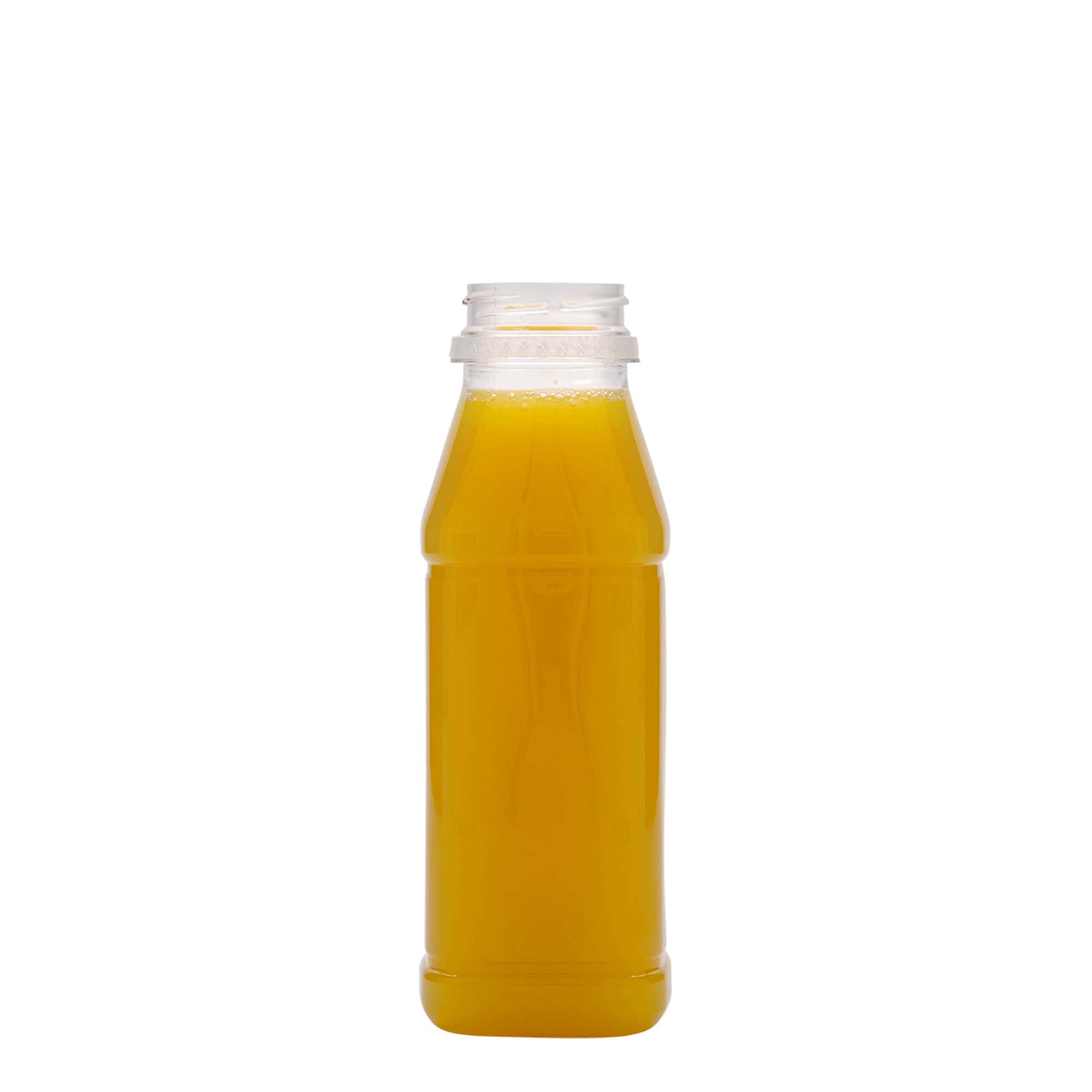 330 ml PET Şişe 'Milk and Juice Carré', kare, plastik, ağız çapı: 38 mm 330 ml PET Şişe 'Milk and Juice Carré', kare, plastik, ağız çapı: 38 mm