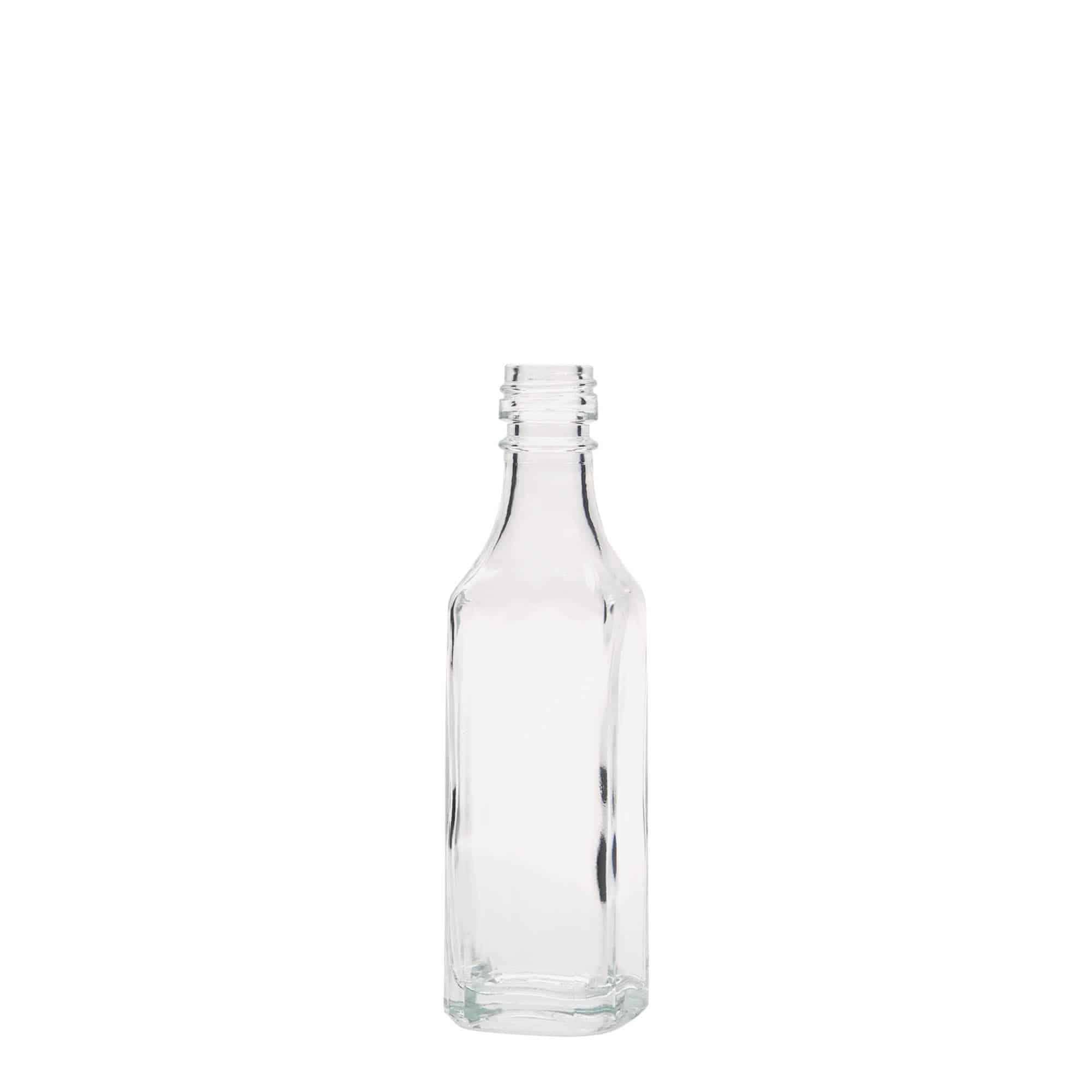 50 ml cam şişe 'Siena', kare, ağız: PP 18