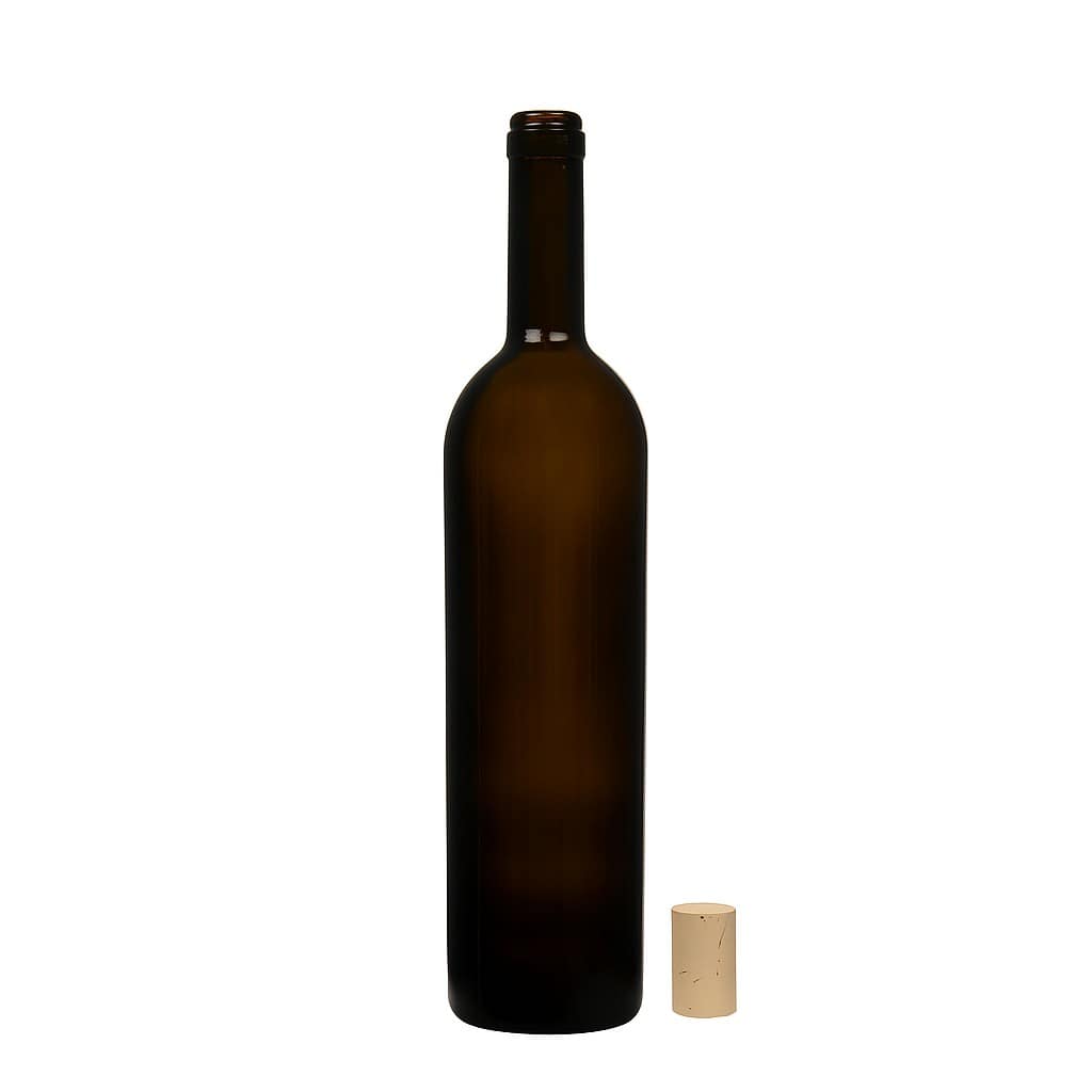 750 ml Şarap Şişesi 'Liberty', antik yeşil, Ağız: Mantar