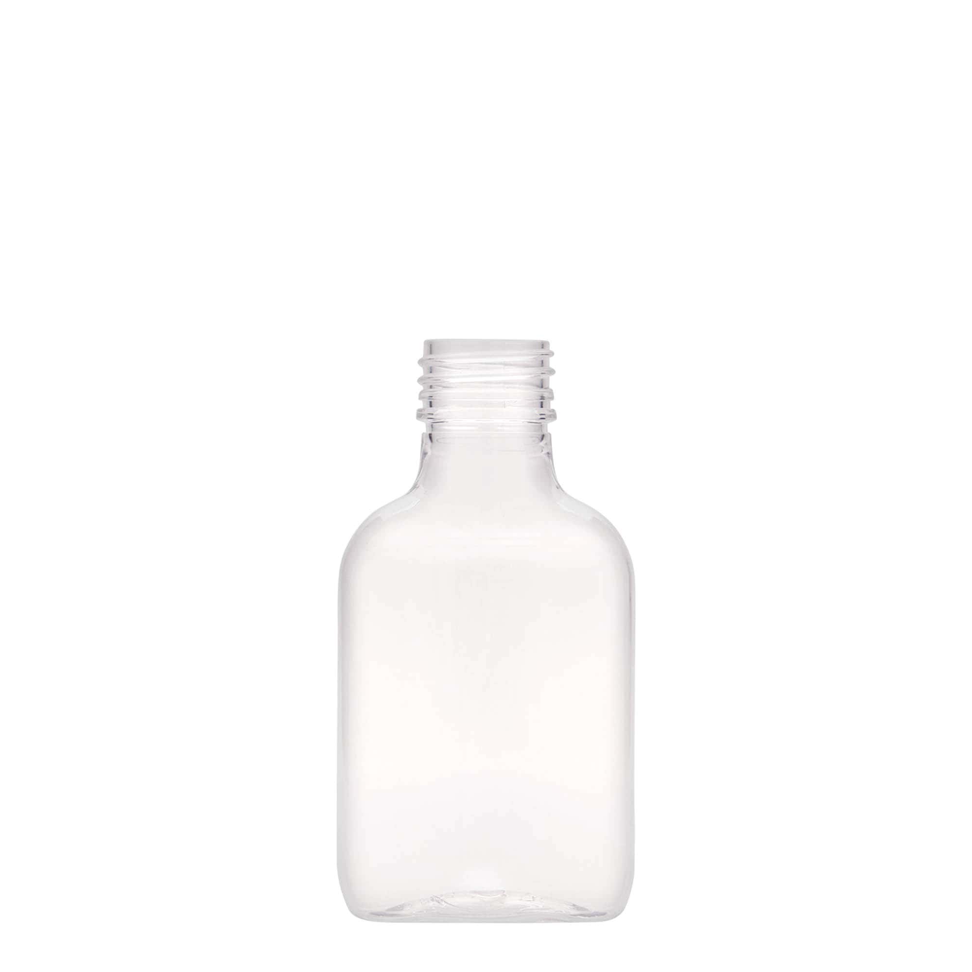 100 ml Cep şişesi, oval, PET plastik, Ağız: PP 28
