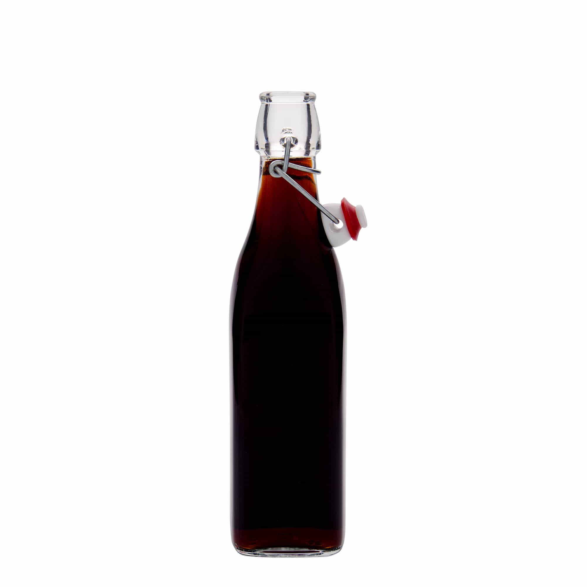 500 ml cam şişe 'Swing, kare, ağız: mandallı kapak'