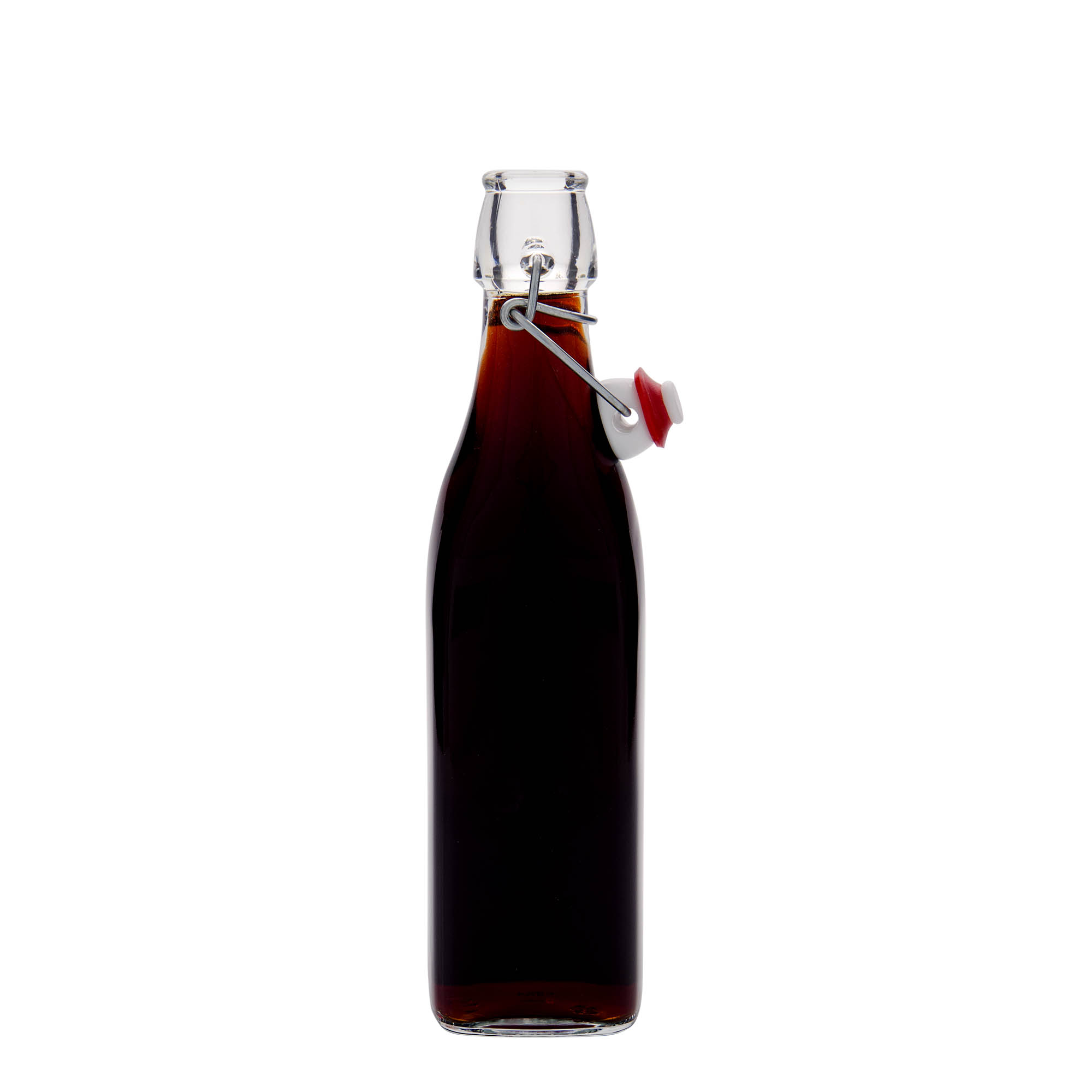 500 ml cam şişe 'Swing, kare, ağız: mandallı kapak'