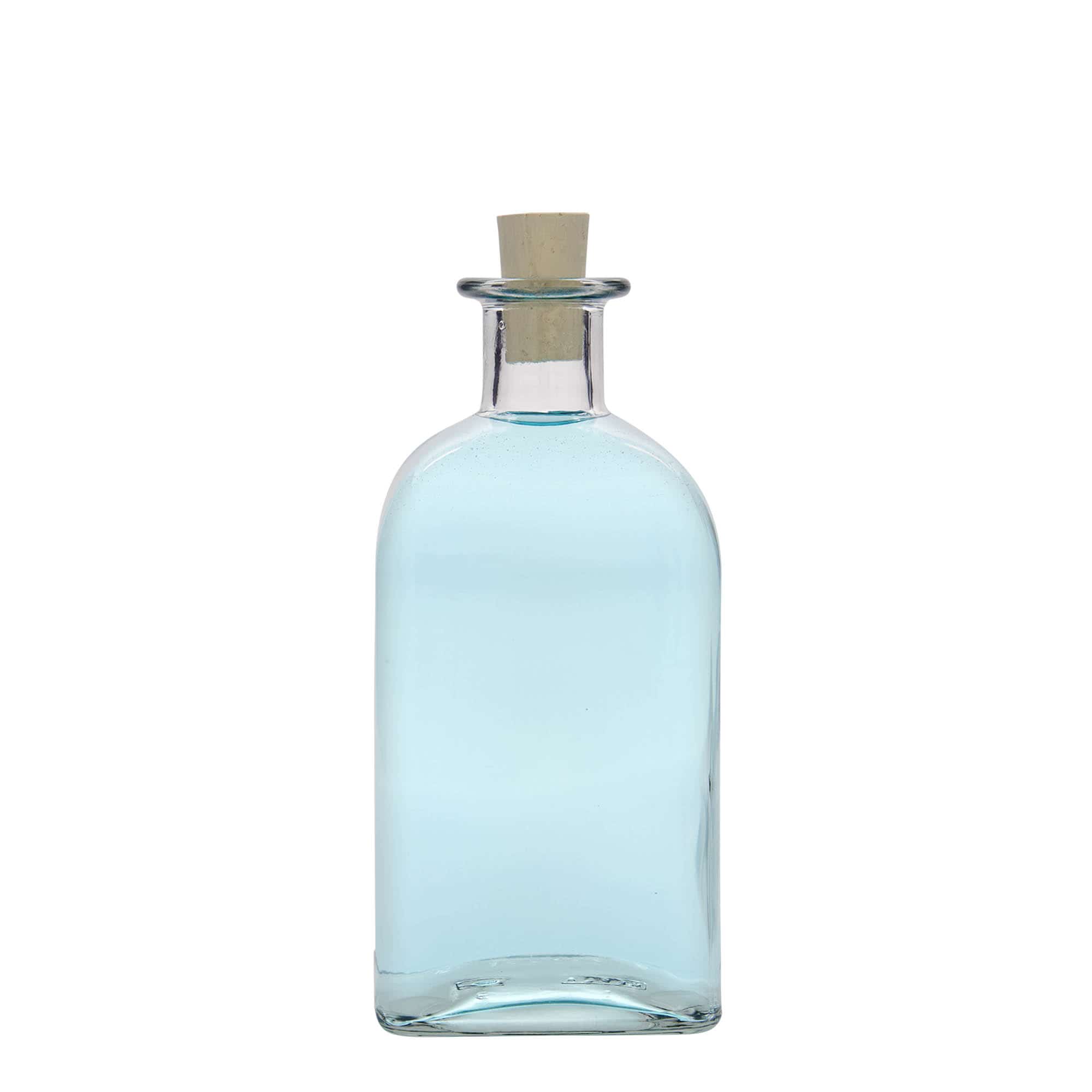 500 ml Cam Şişe Eczacı Kare, kare, Ağız: Mantar