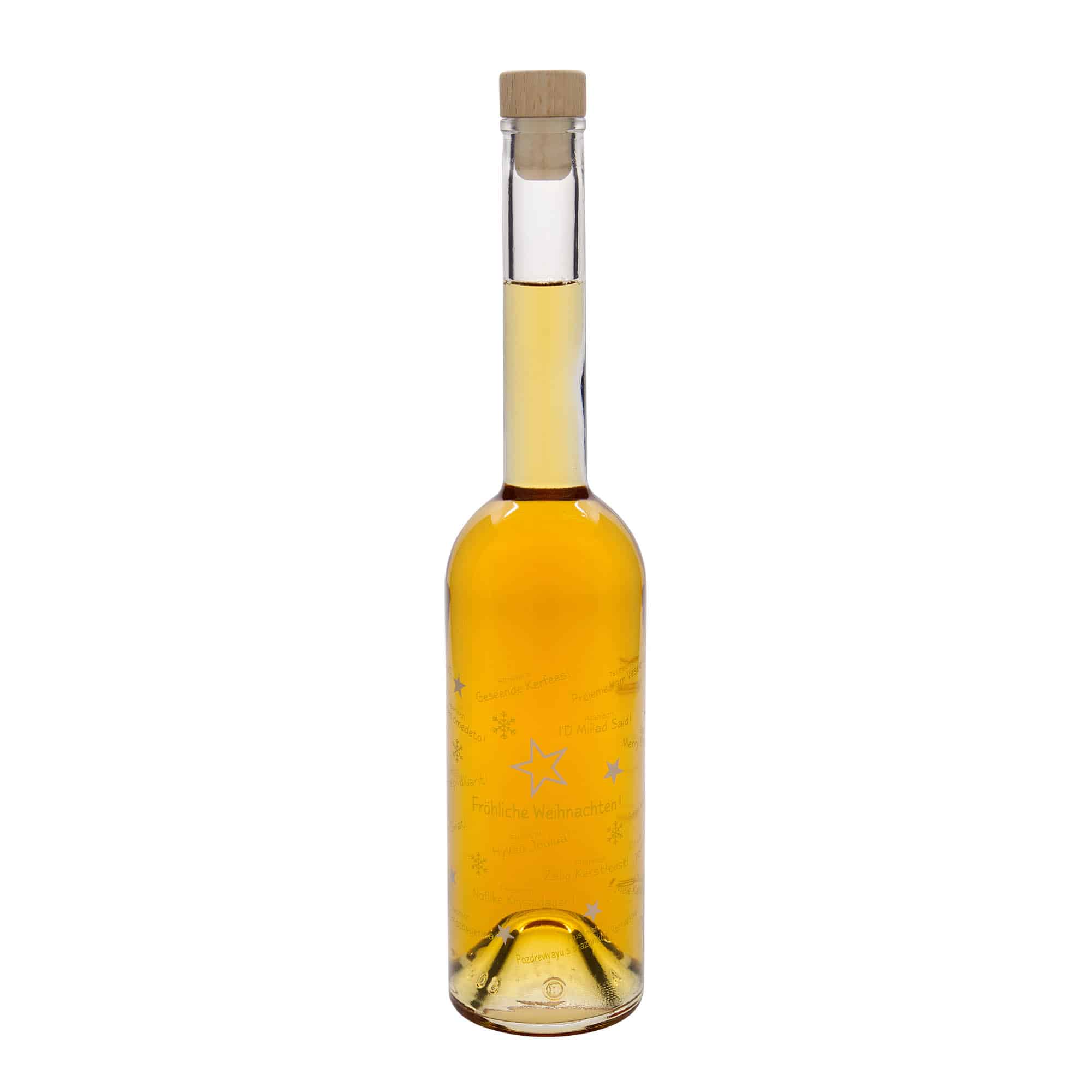 500 ml cam şişe 'Opera', motif: Dünyada Noel, ağız: mantar