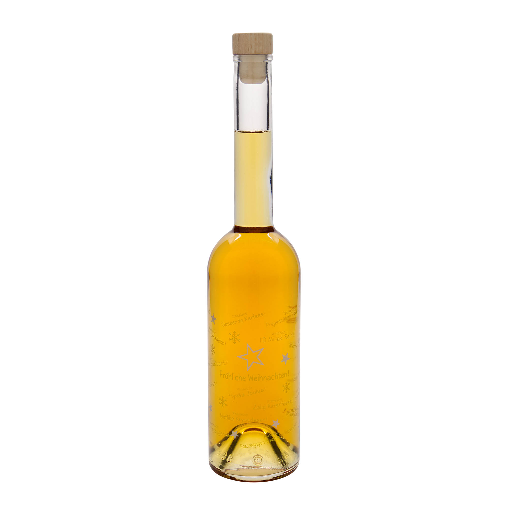 500 ml cam şişe 'Opera', motif: Dünyada Noel, ağız: mantar