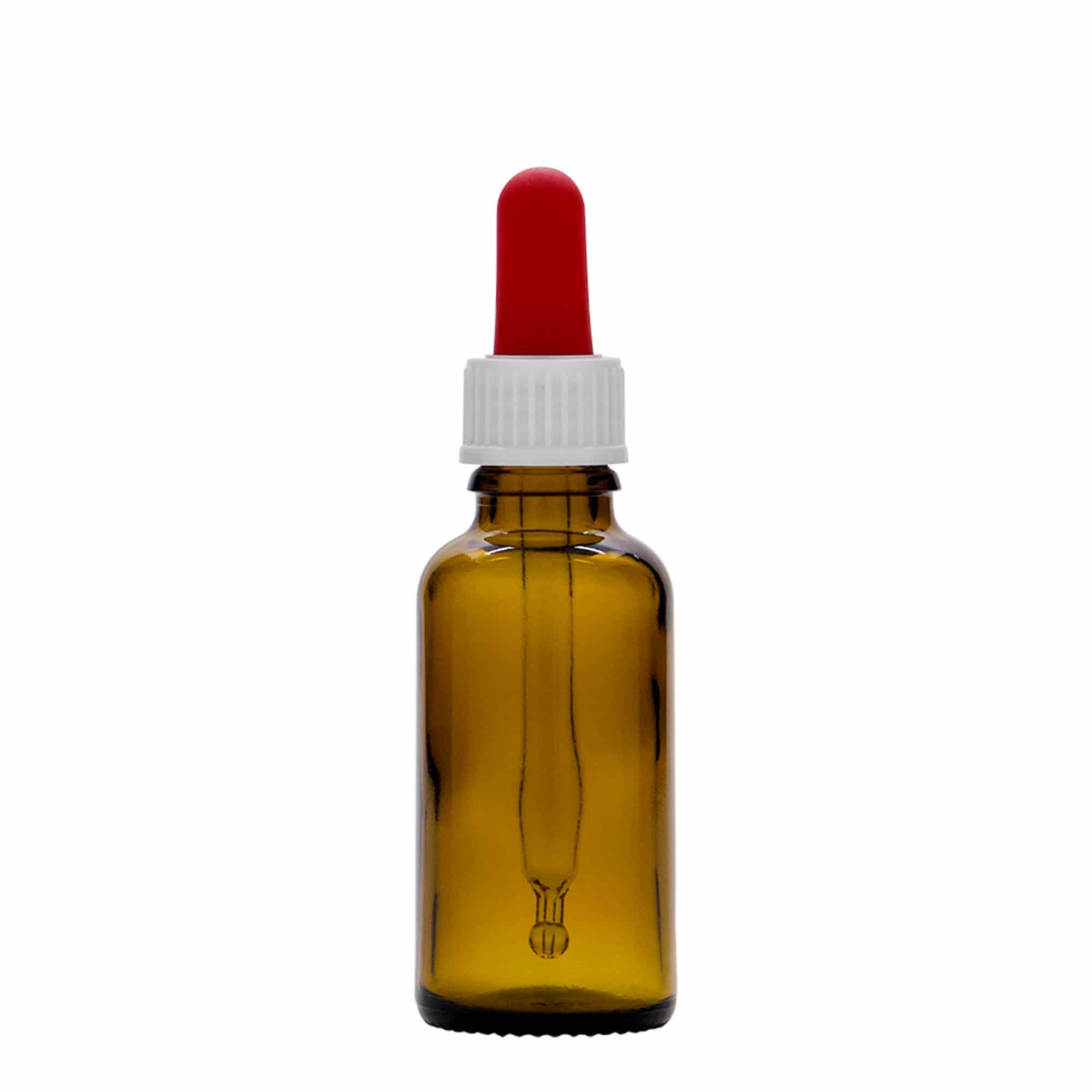 30 ml Pipetli Şişe İlaç, Cam, Kahverengi, Ağız: DIN 18