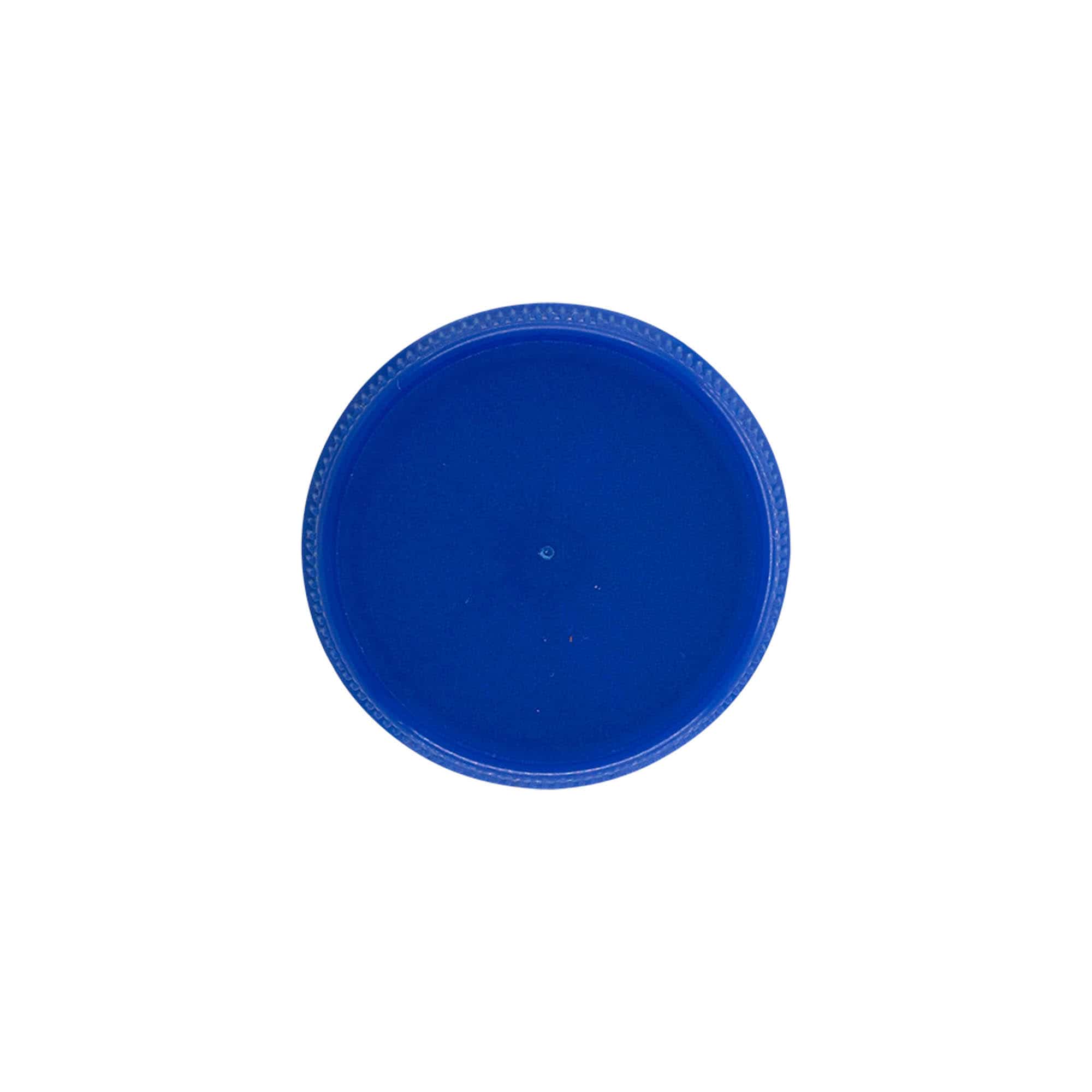 Vidalı kapak çift dişli, PE plastik, mavi, ağız için: PET 38 mm