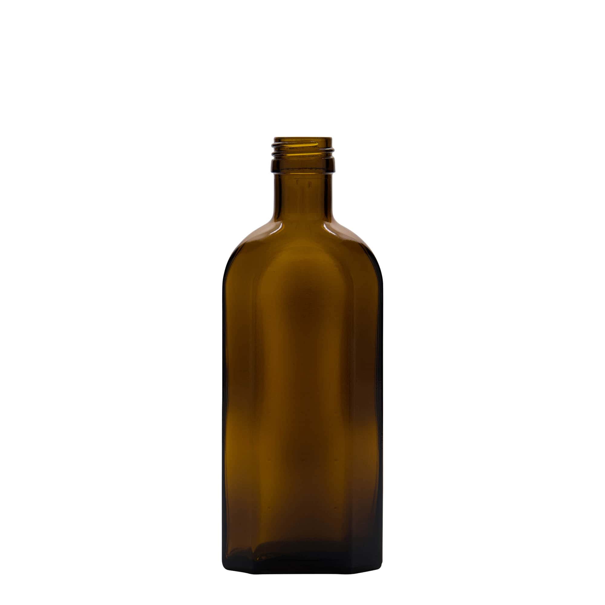 250 ml İlaç Şişesi Meplat, oval, cam, kahverengi, ağız: PP 28