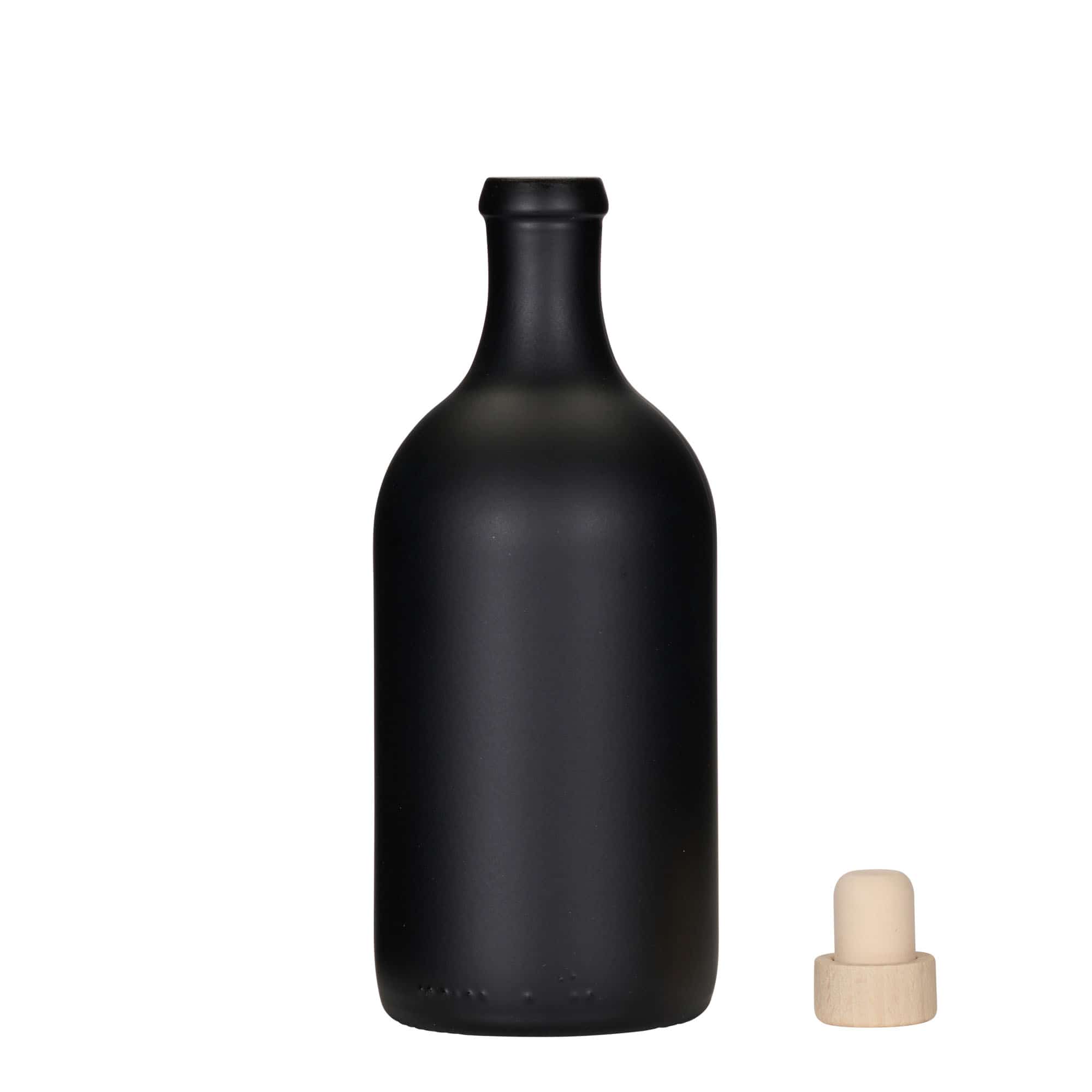 500 ml cam şişe 'Ginevra Leggera', siyah, ağız: mantar