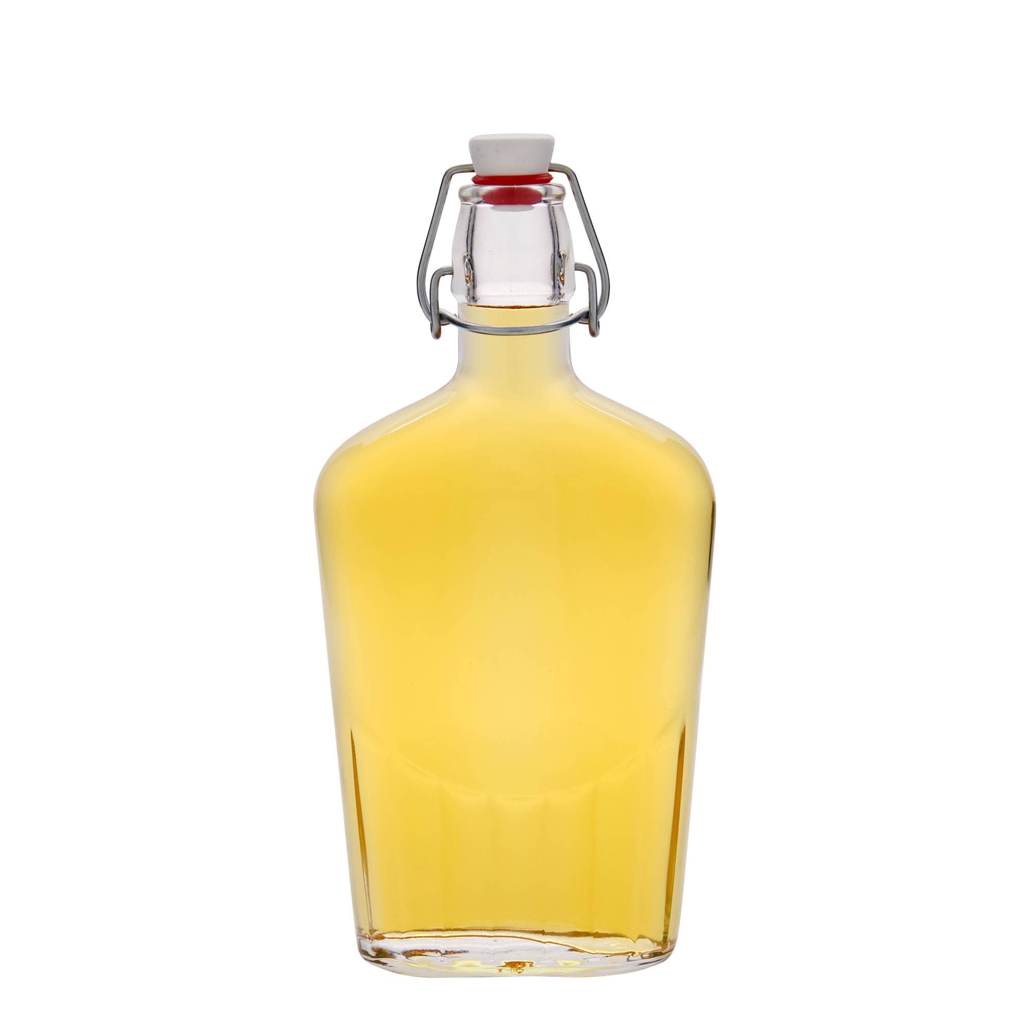 500 ml cam şişe 'Fiaschetta', oval, ağız: mandallı kapak