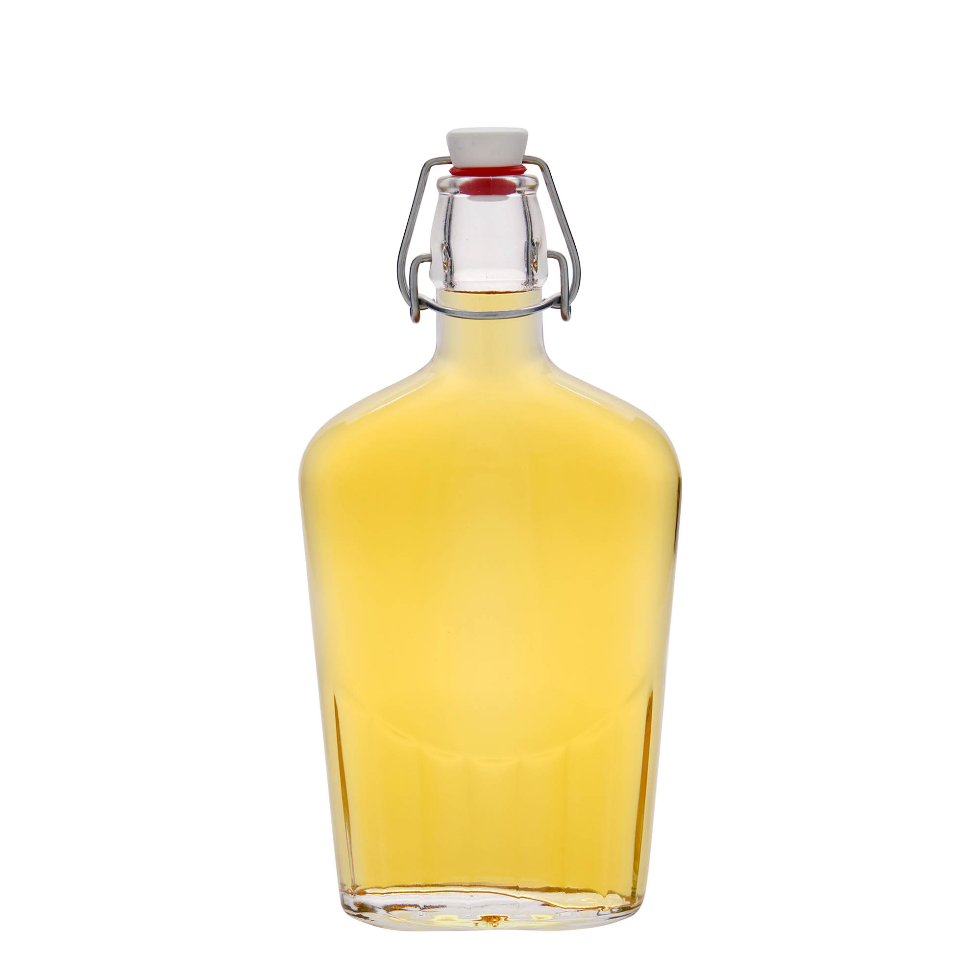 500 ml cam şişe 'Fiaschetta', oval, ağız: mandallı kapak