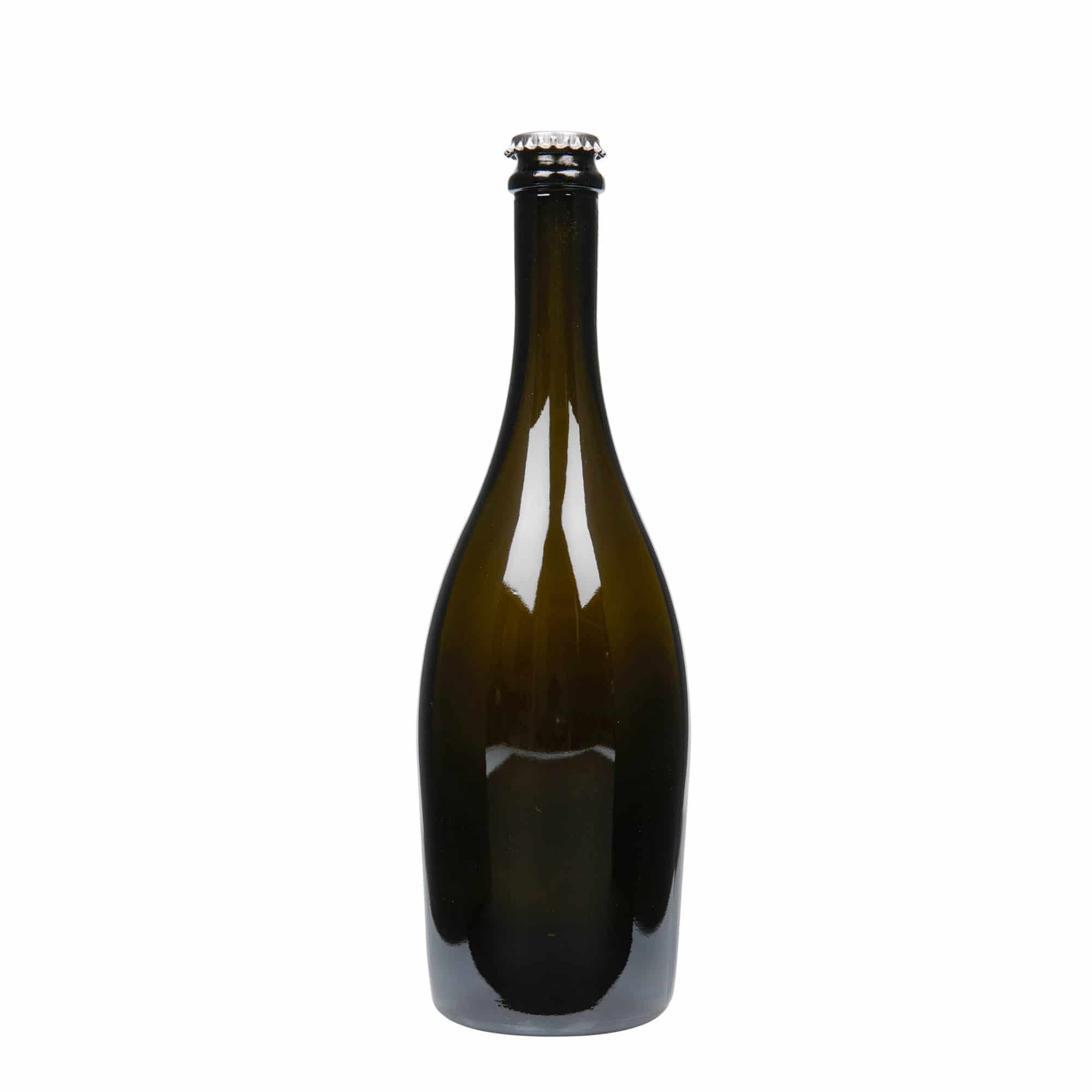 750 ml Şampanya Şişesi 'Carmen', Cam, antik yeşil, Ağzı: Kronkorken