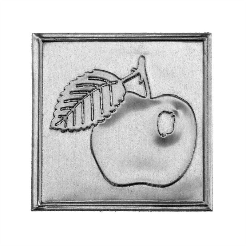 Kalem etiketi 'Elma', kare, metal, gümüş