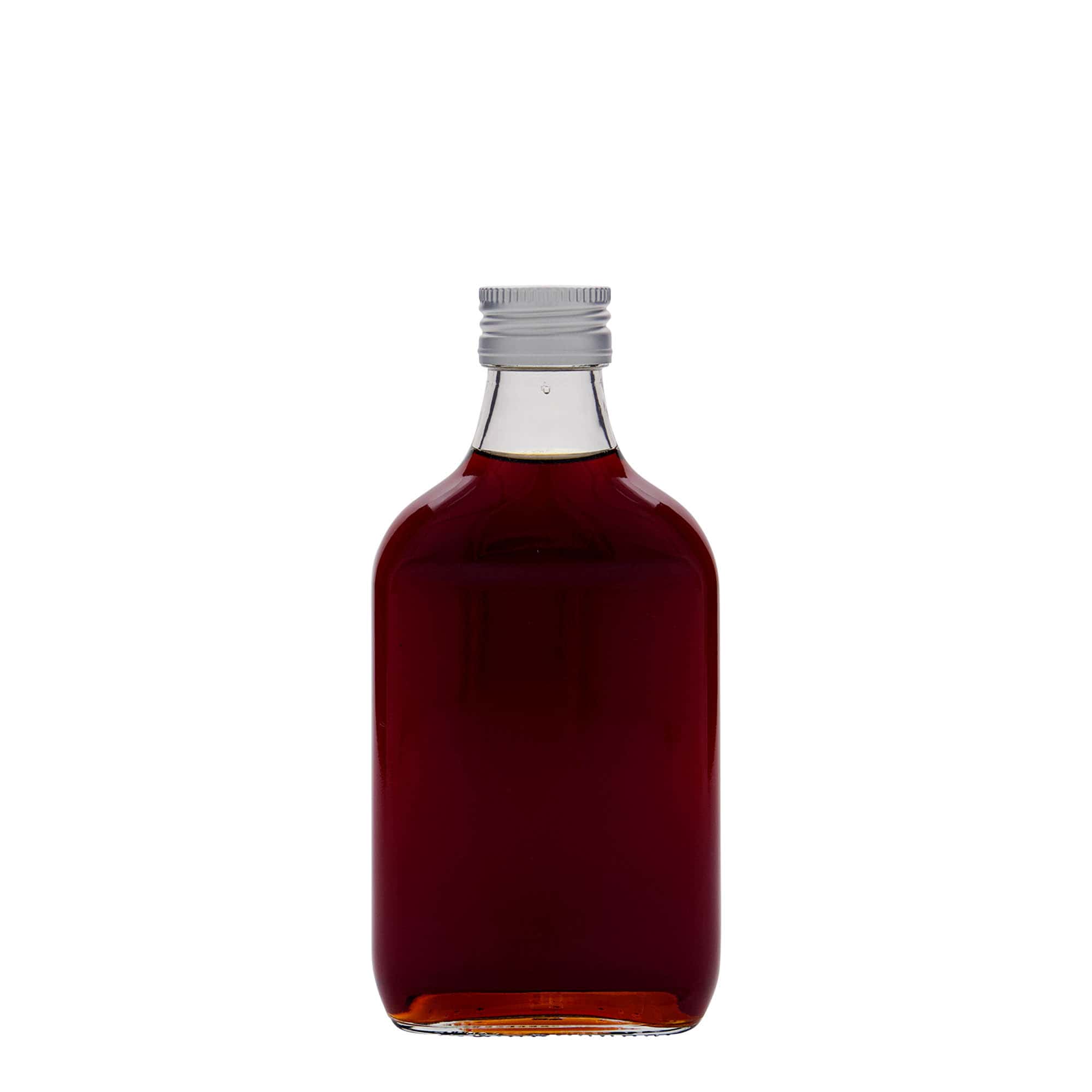200 ml cep şişesi, dikdörtgen, cam, ağız: PP 28 200 ml cep şişesi, dikdörtgen, cam, ağız: PP 28