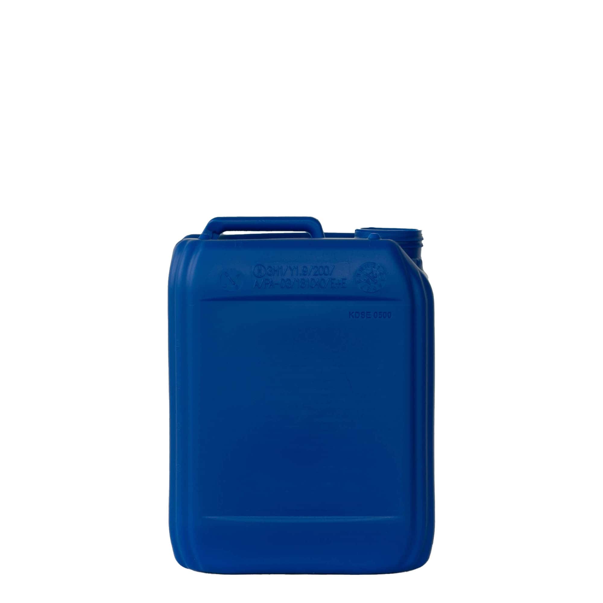 5 l Kanister, dikdörtgen, HDPE plastik, mavi, ağız: ND 55