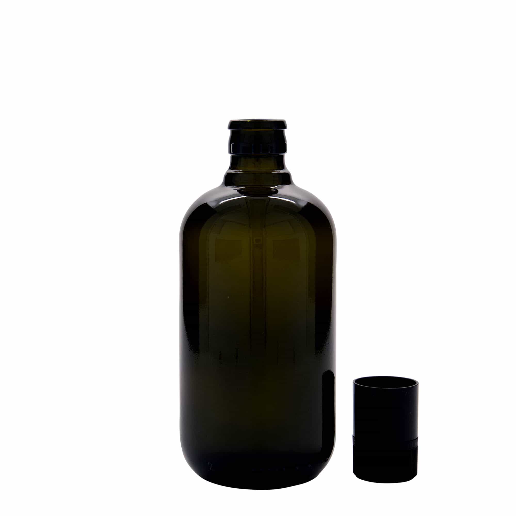500 ml Sirke-/Yağ Şişesi 'Biolio', Antik Yeşil Cam, Ağız: DOP