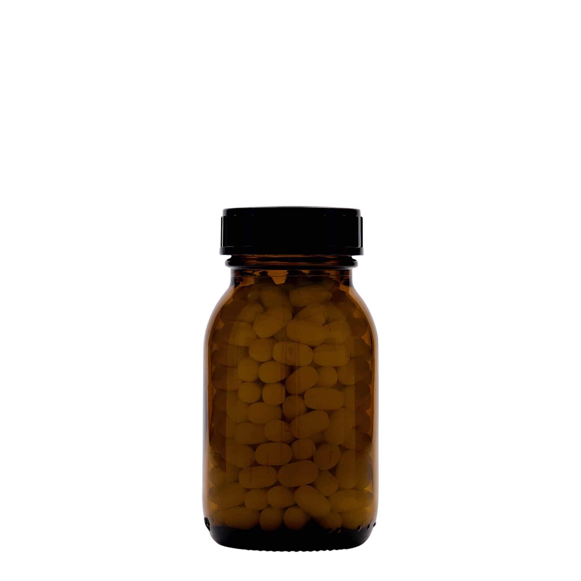125 ml geniş ağızlı cam, kahverengi, ağız çapı: DIN 40