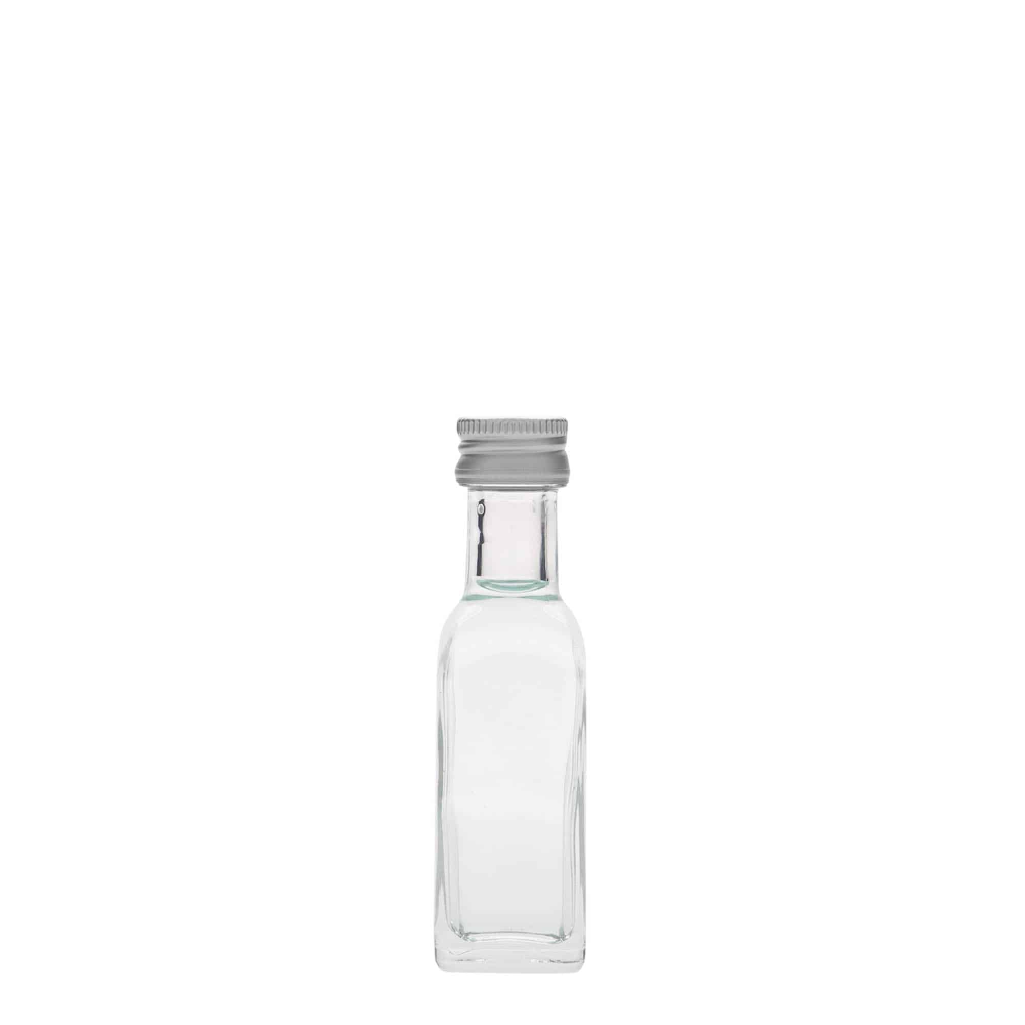 20 ml cam şişe 'Marasca', kare, ağız: PP 18