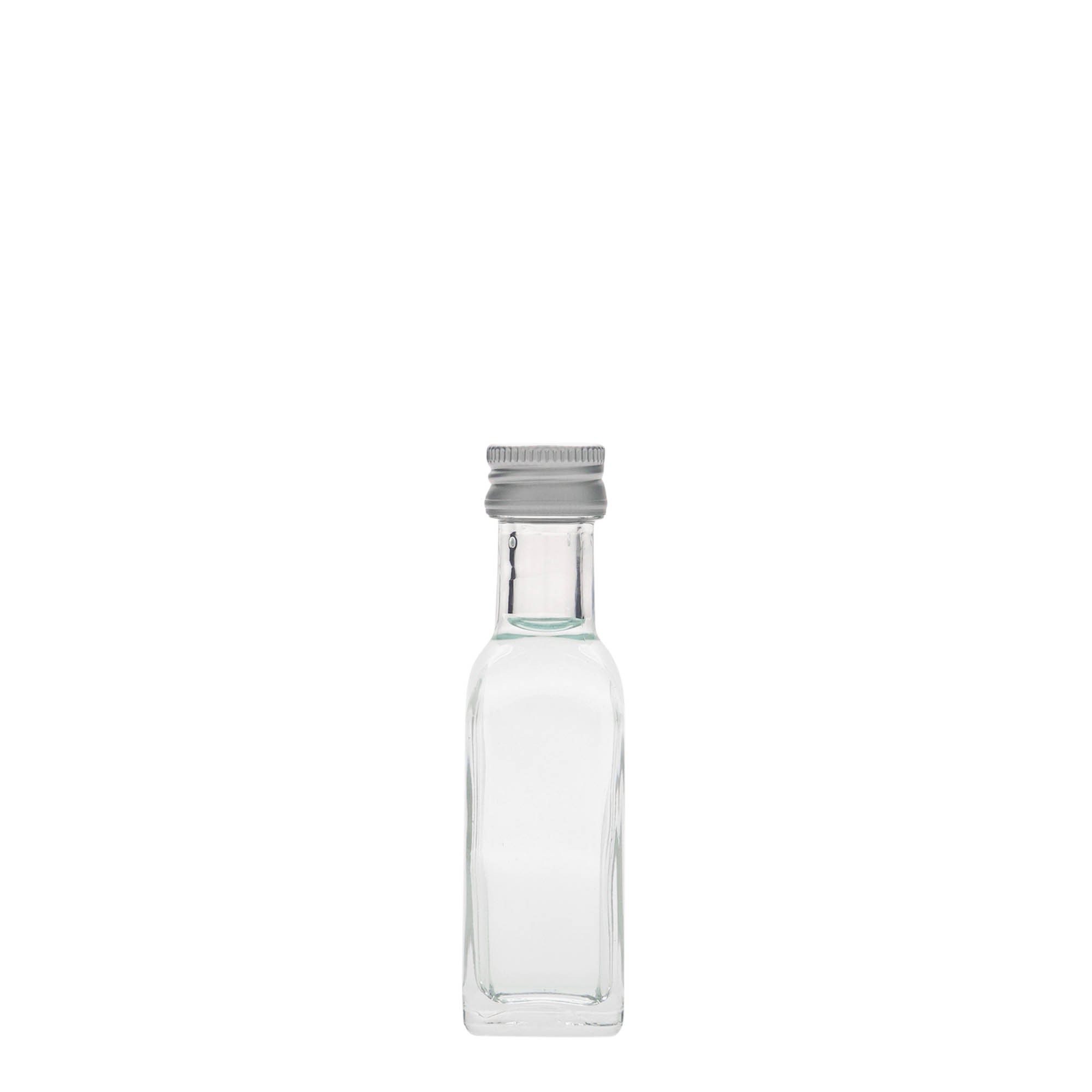 20 ml cam şişe 'Marasca', kare, ağız: PP 18