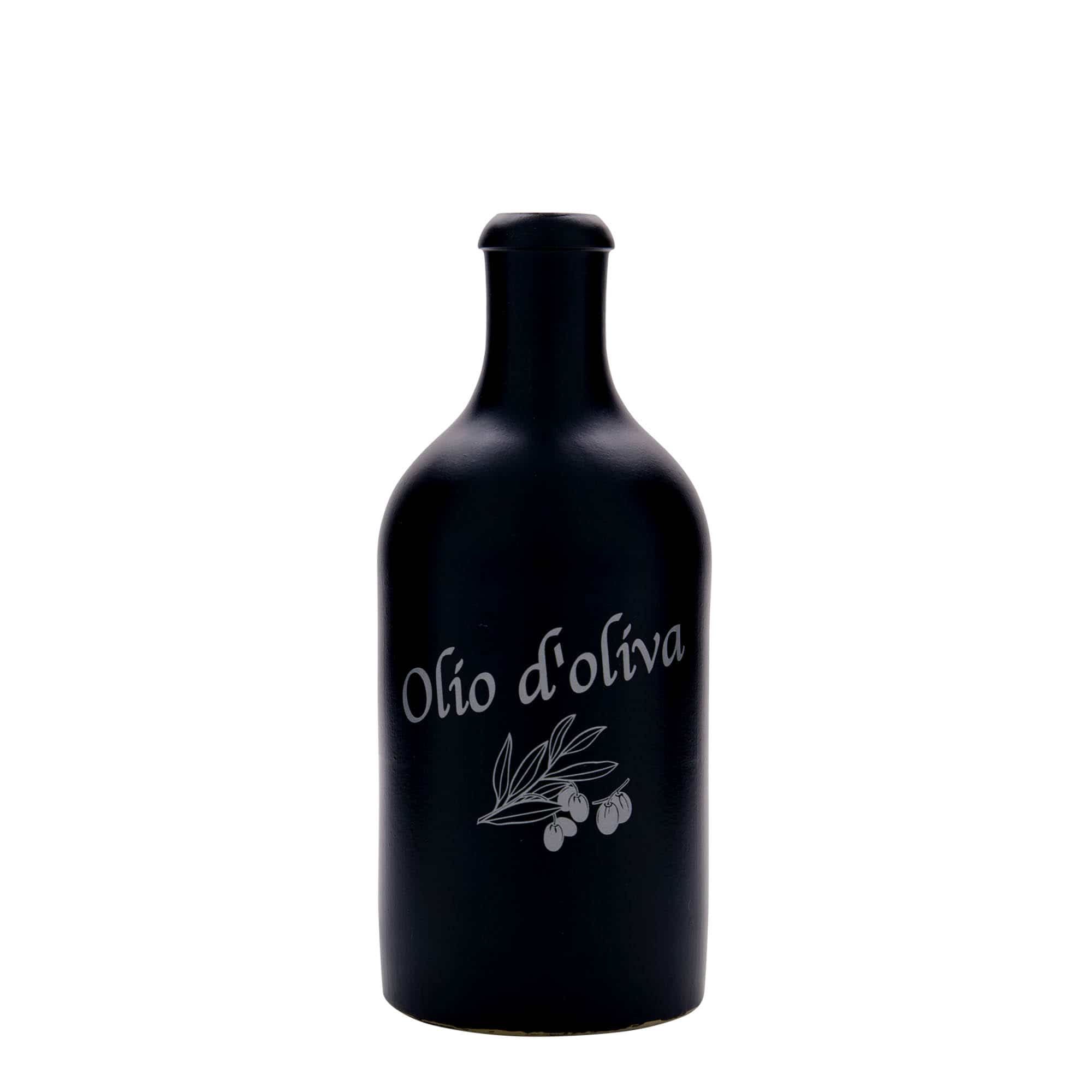 500 ml Toprak Sürahi, Motif: Zeytinyağı, Taş Seramik, siyah, Ağız: Mantar 500 ml Toprak Sürahi, Motif: Zeytinyağı, Taş Seramik, siyah, Ağız: Mantar