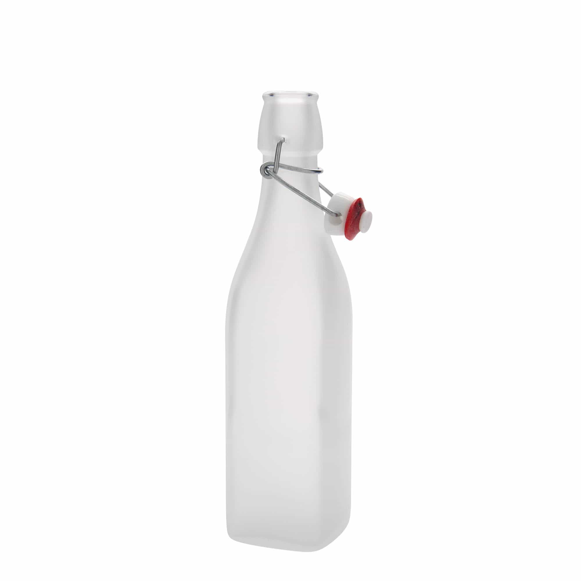 500 ml Cam Şişe 'Swing, kare, beyaz, Ağız: Mandallı kapak